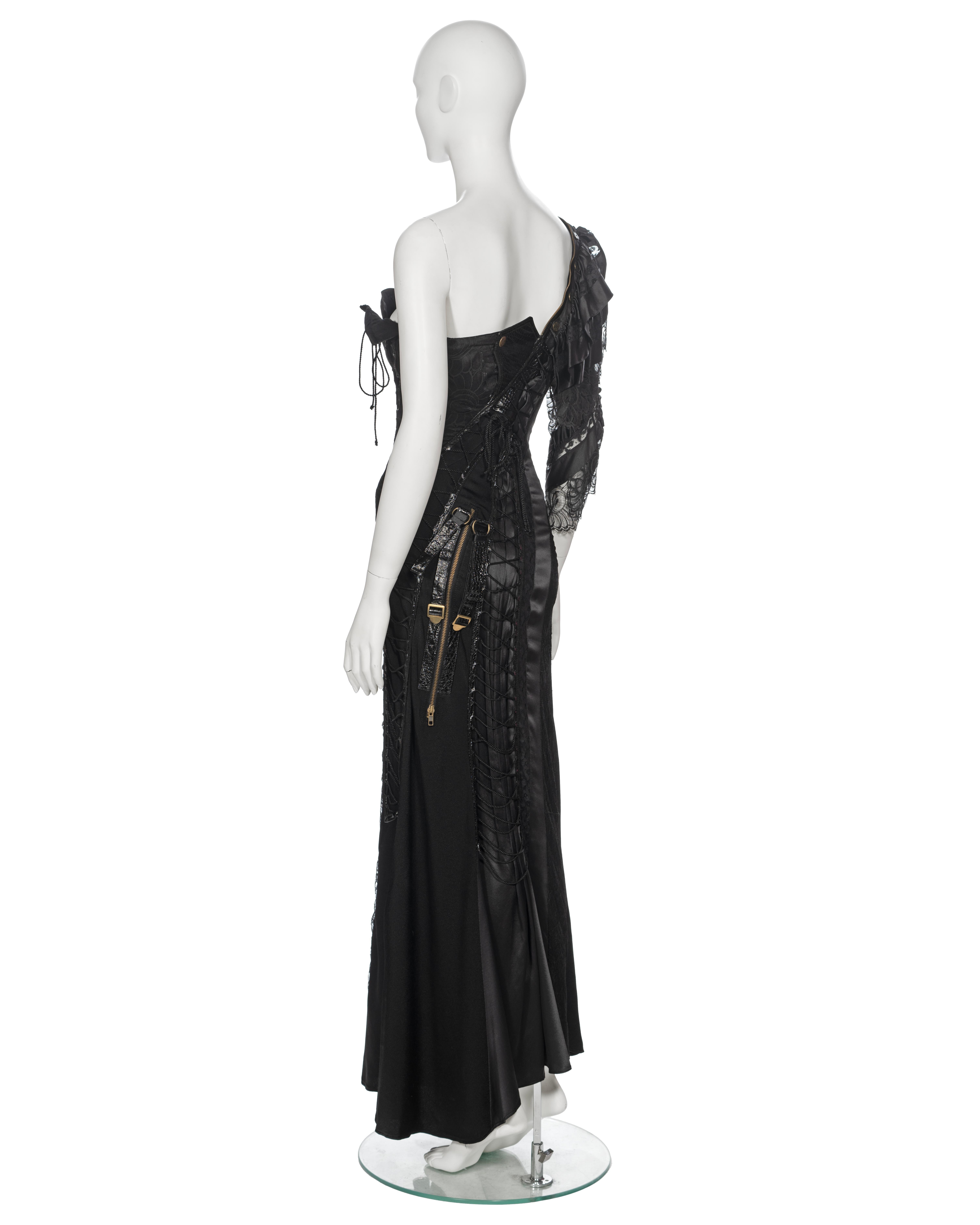 John Galliano Black Deconstructed Silk and Lace Evening Dress, ss 2002 For Sale 4