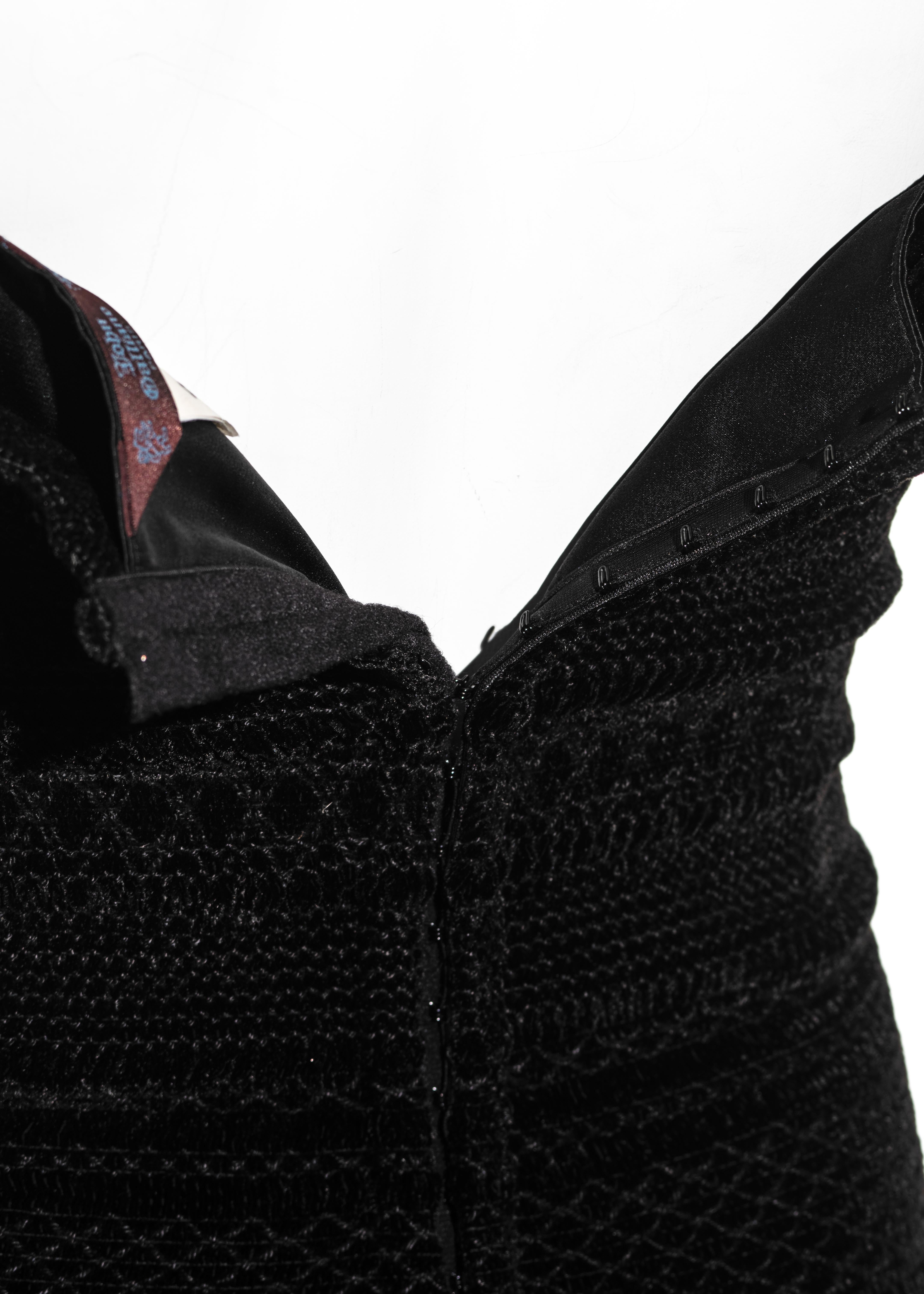 John Galliano black embroidered chenille strapless sheath dress, fw 1995 4