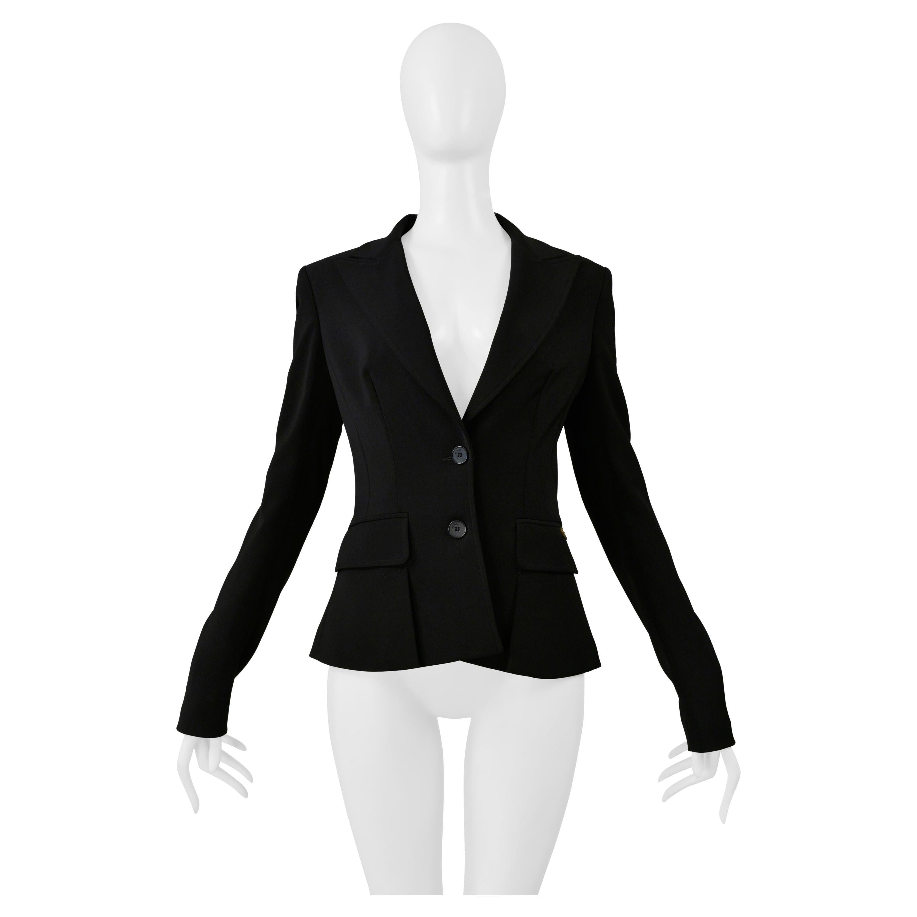 John Galliano Black Fitted Two Button Jacket W Pockets