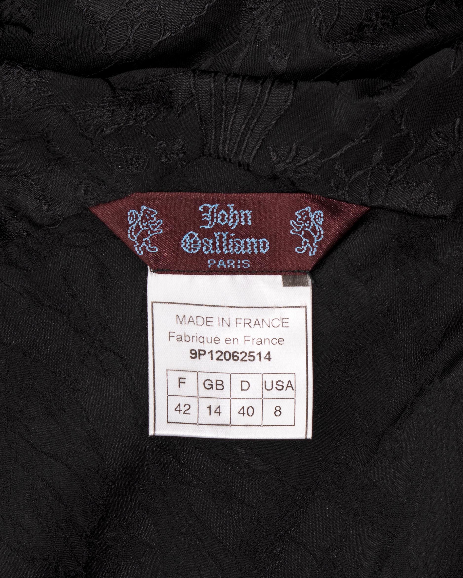 John Galliano black floral silk jacquard draped evening dress and shawl, ss 1999 For Sale 6