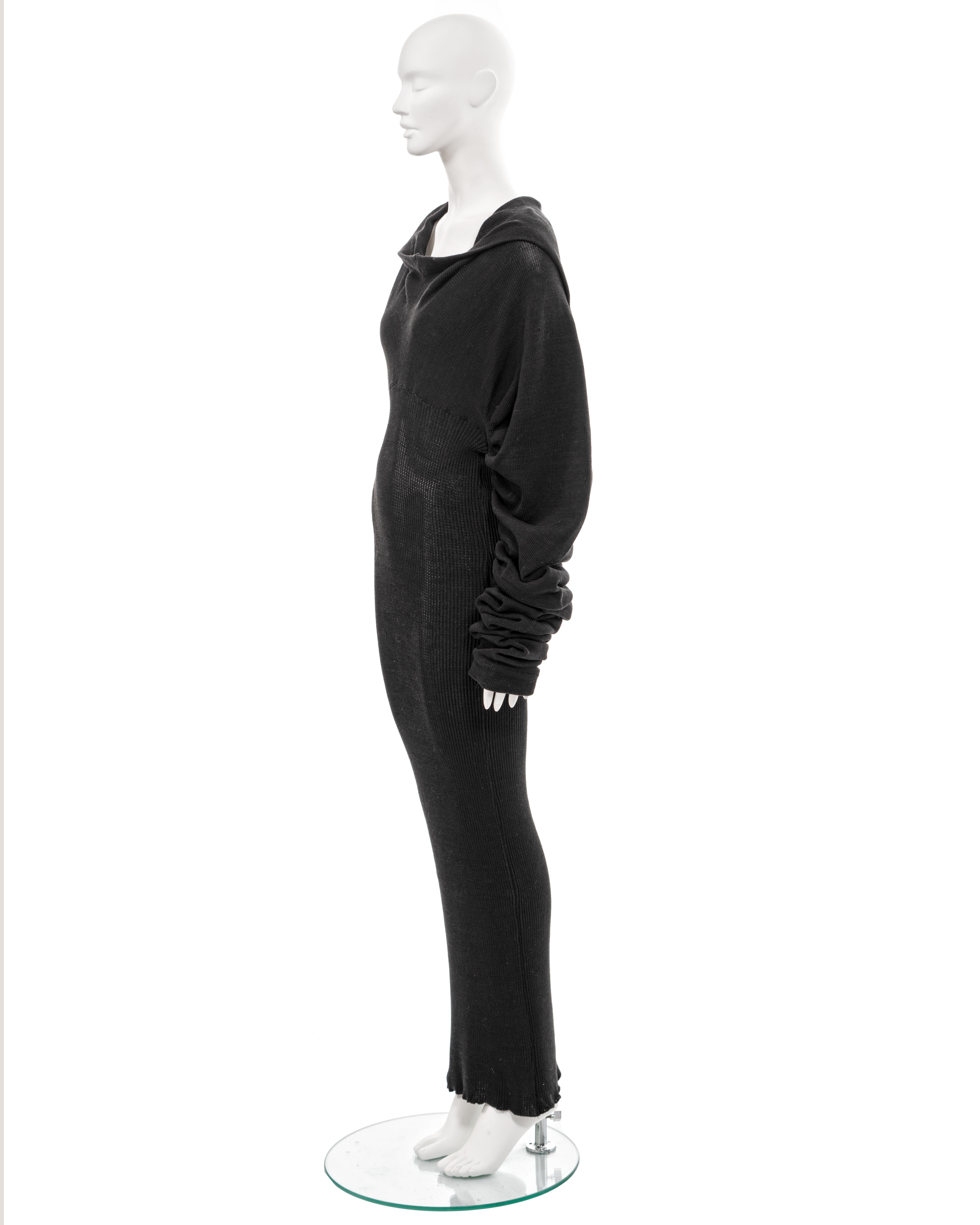 John Galliano black knitted cotton sailor-collar maxi dress, fw 1987 8