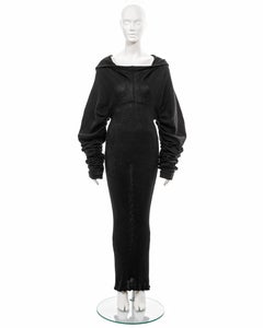 John Galliano black knitted cotton sailor-collar maxi dress, fw 1987