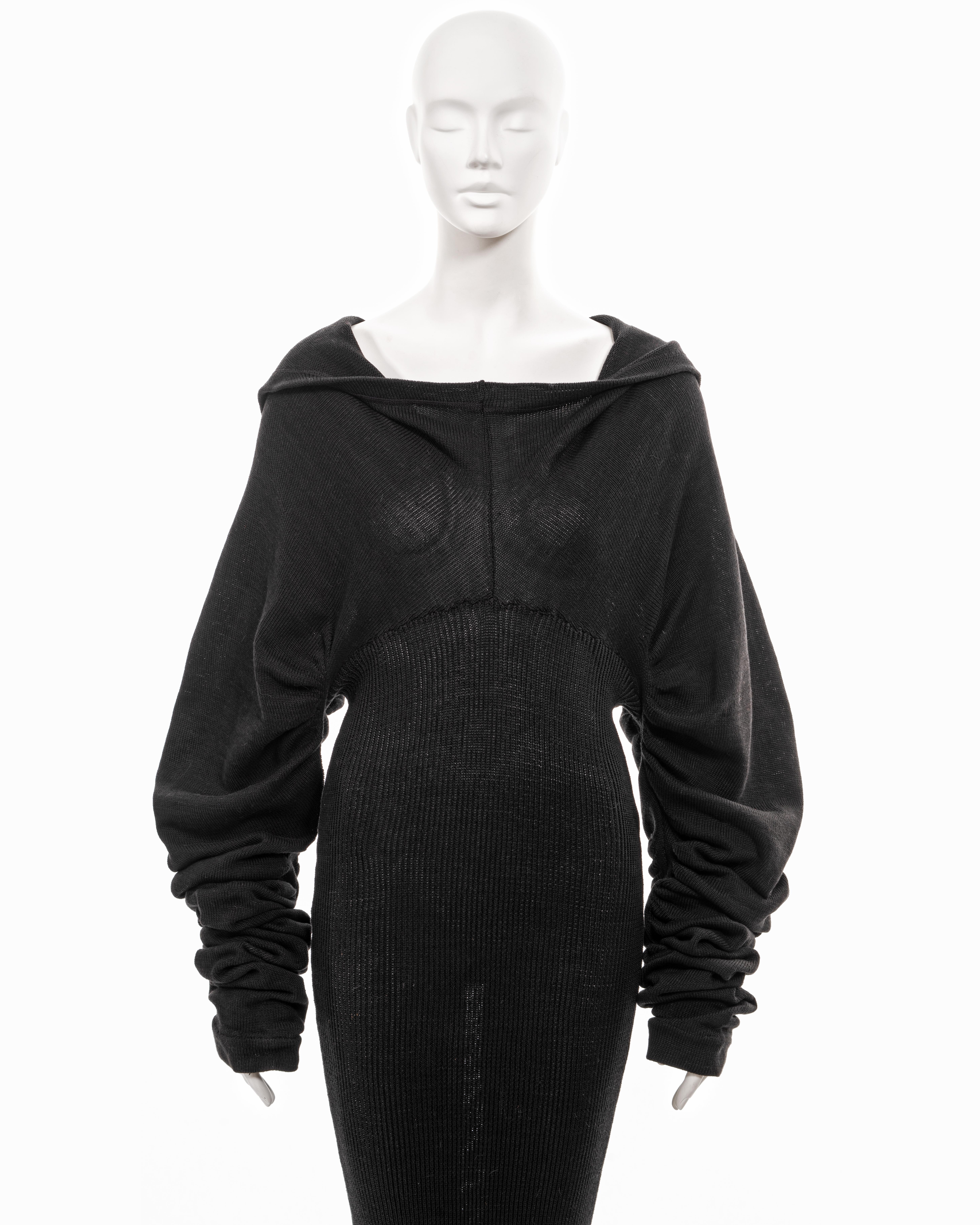 John Galliano black knitted cotton sailor-collar maxi dress, fw 1987 In Good Condition In London, GB