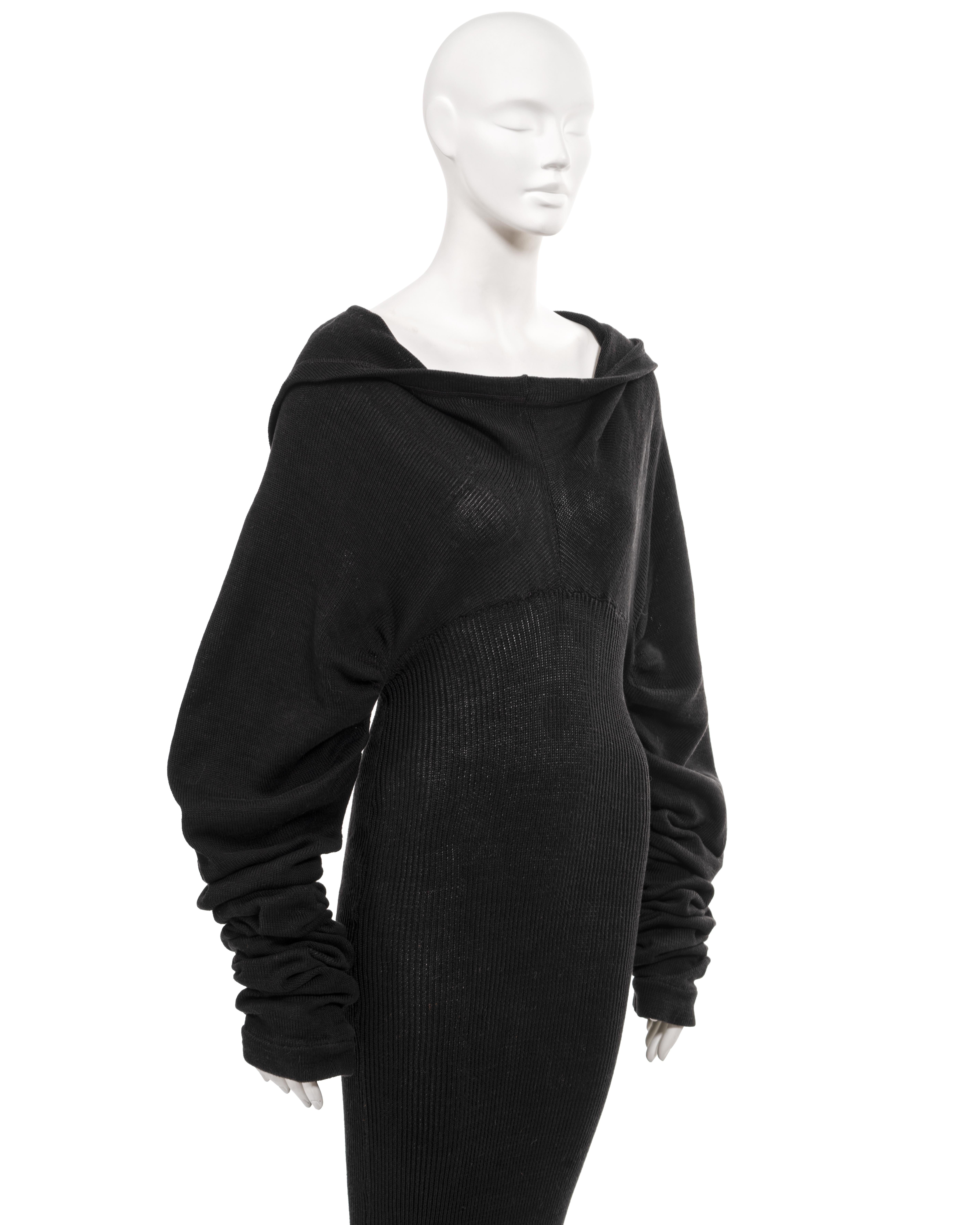 John Galliano black knitted cotton sailor-collar maxi dress, fw 1987 1