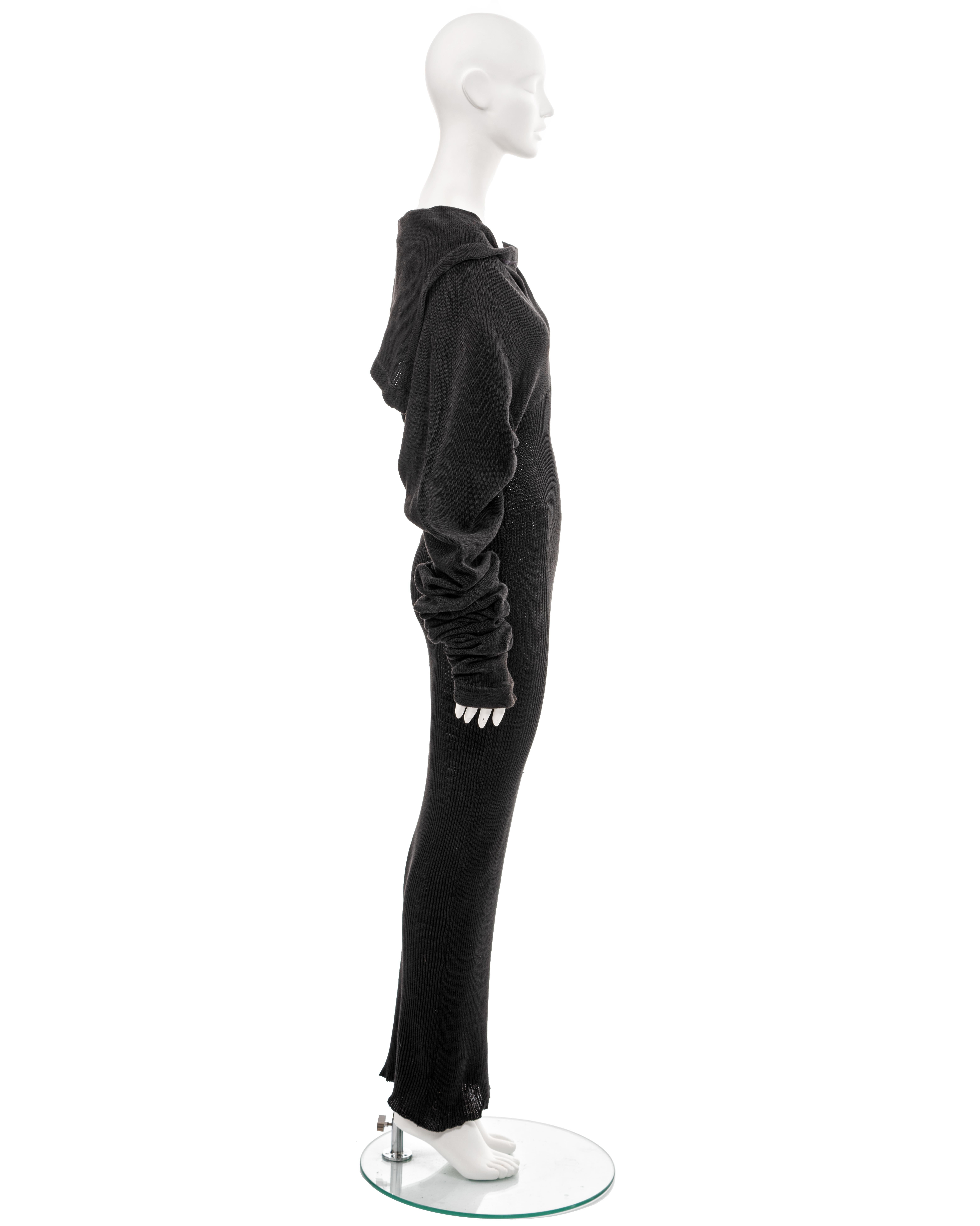 John Galliano black knitted cotton sailor-collar maxi dress, fw 1987 2
