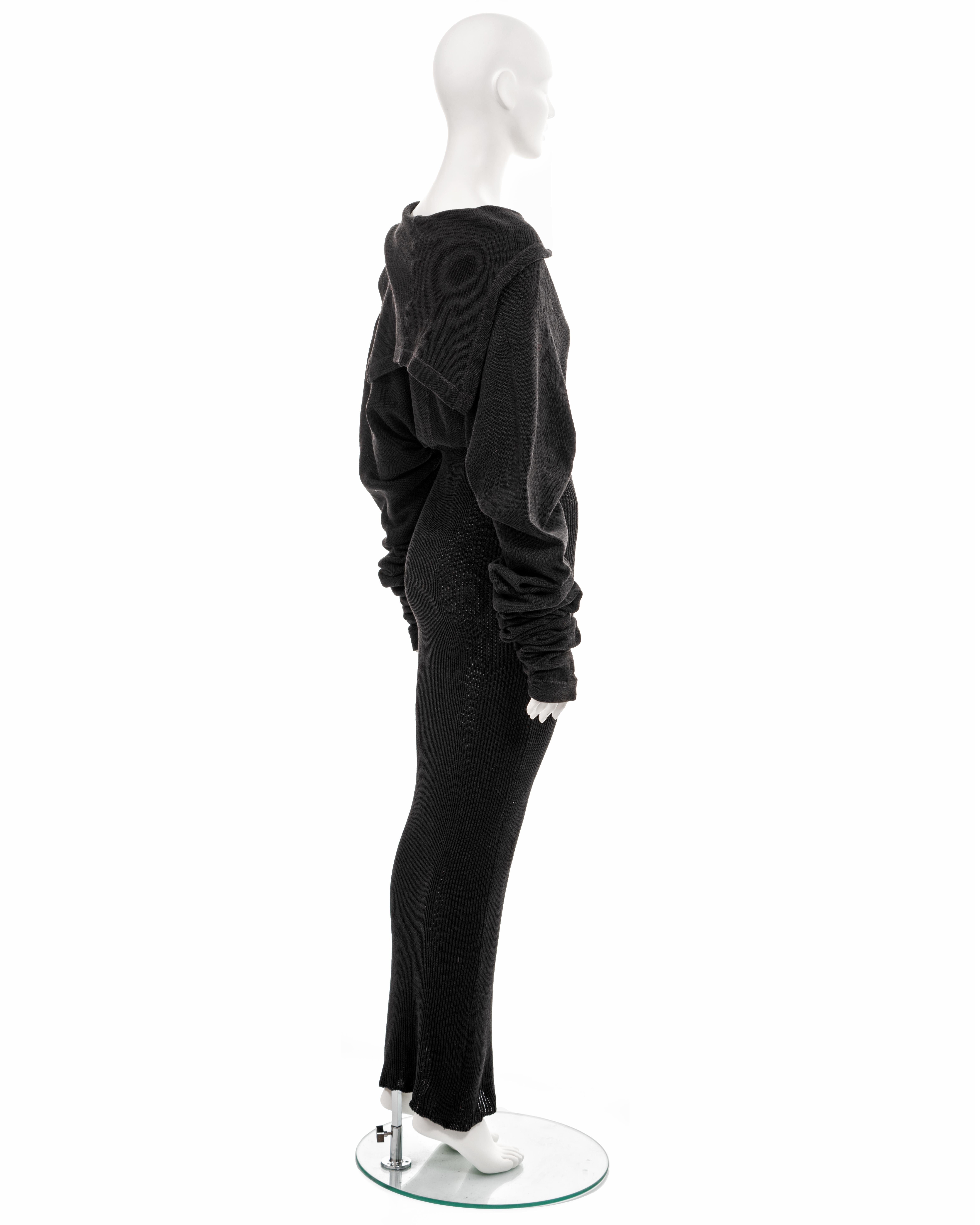 John Galliano black knitted cotton sailor-collar maxi dress, fw 1987 3