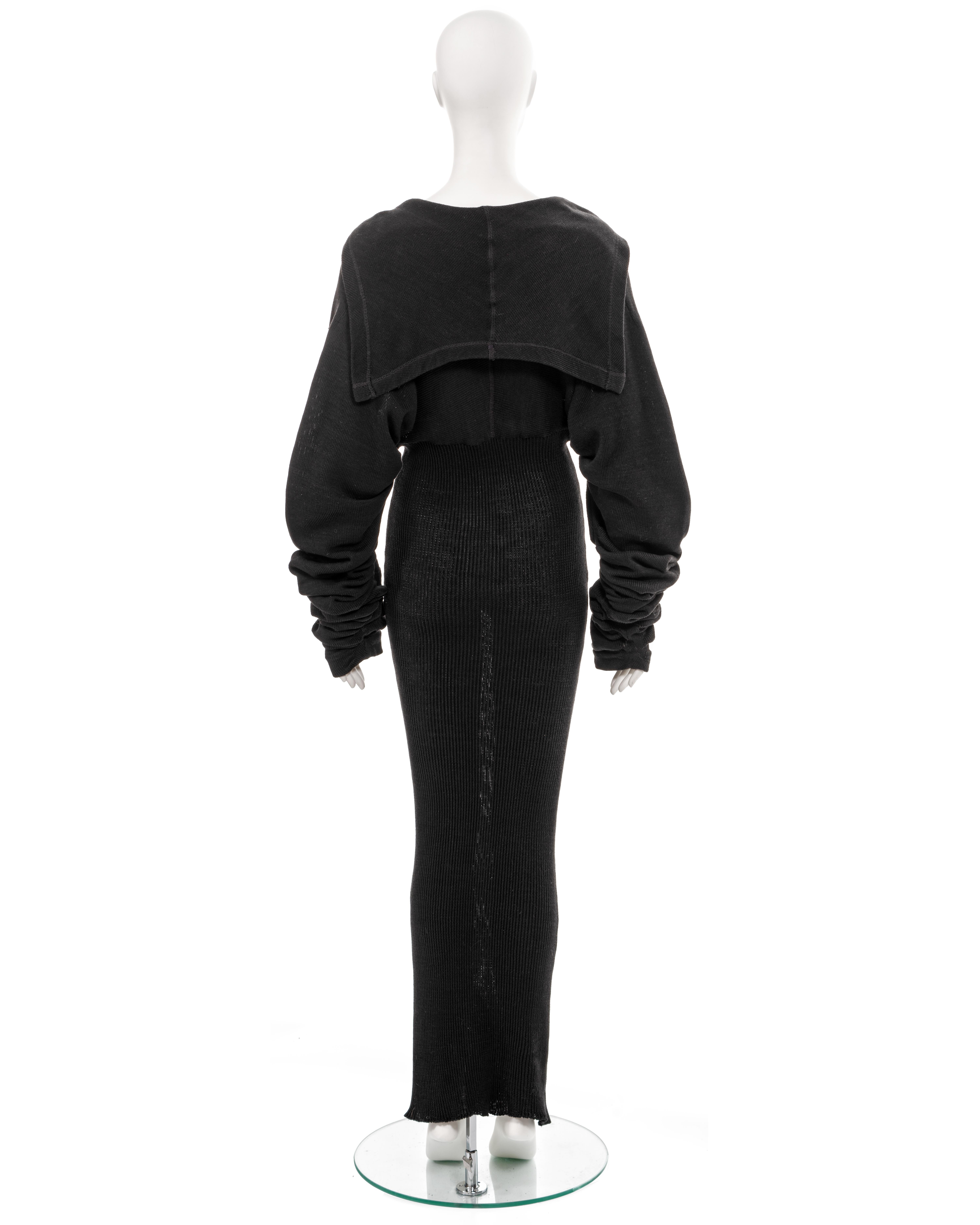 John Galliano black knitted cotton sailor-collar maxi dress, fw 1987 5