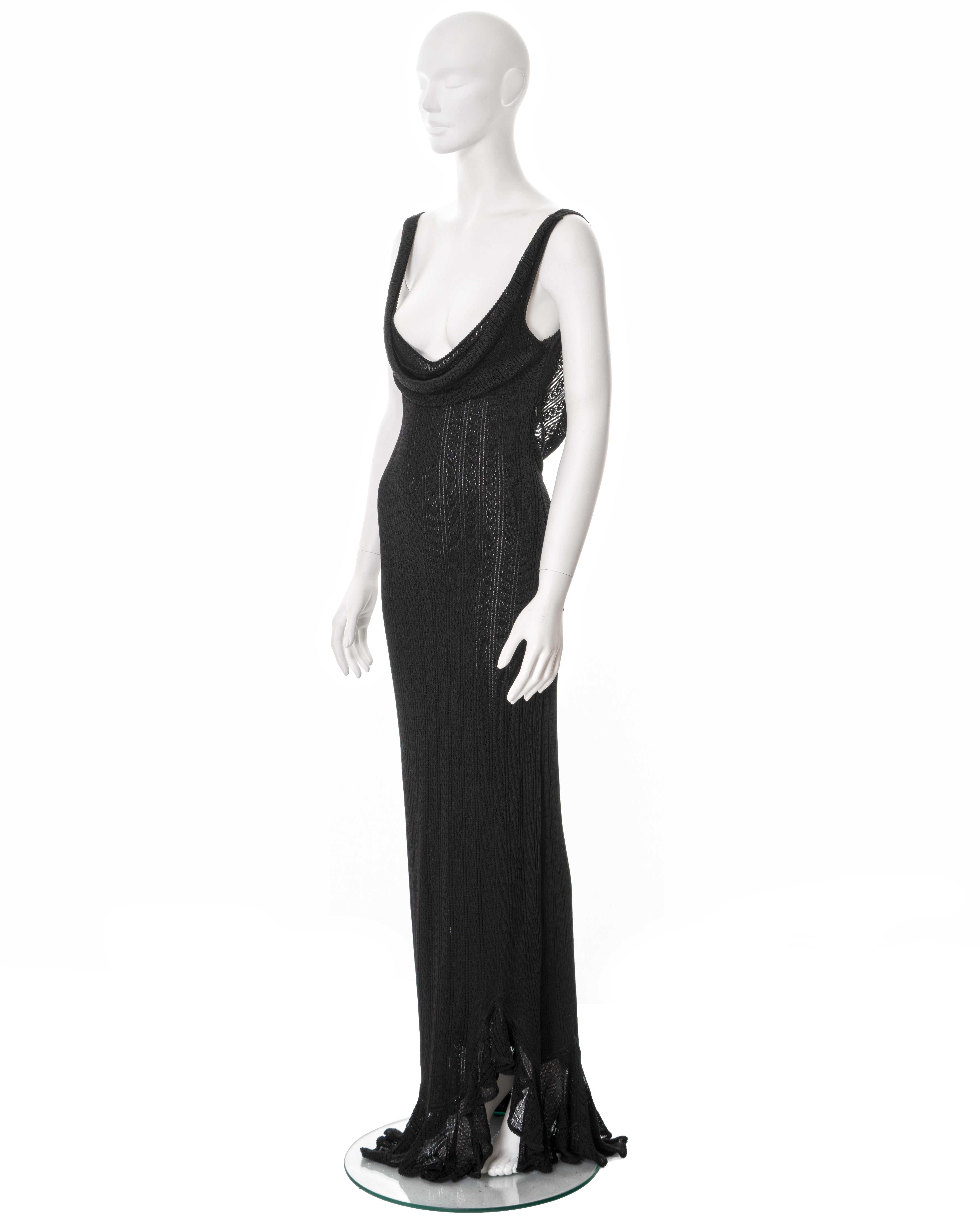 John Galliano black knitted lace evening dress, ss 1998 For Sale 6