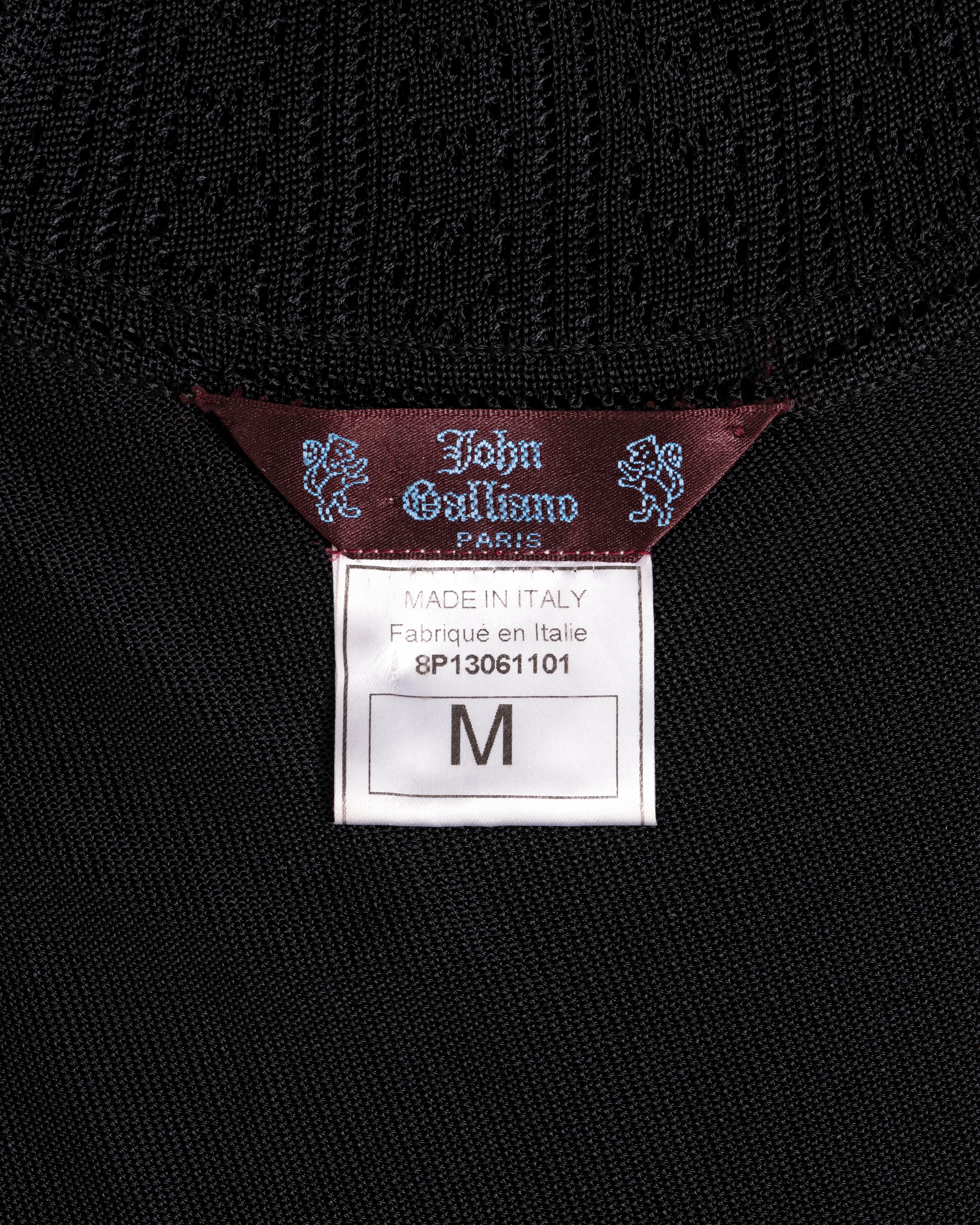 John Galliano - Robe de soirée en dentelle noire tricotée, printemps-été 1998 en vente 8