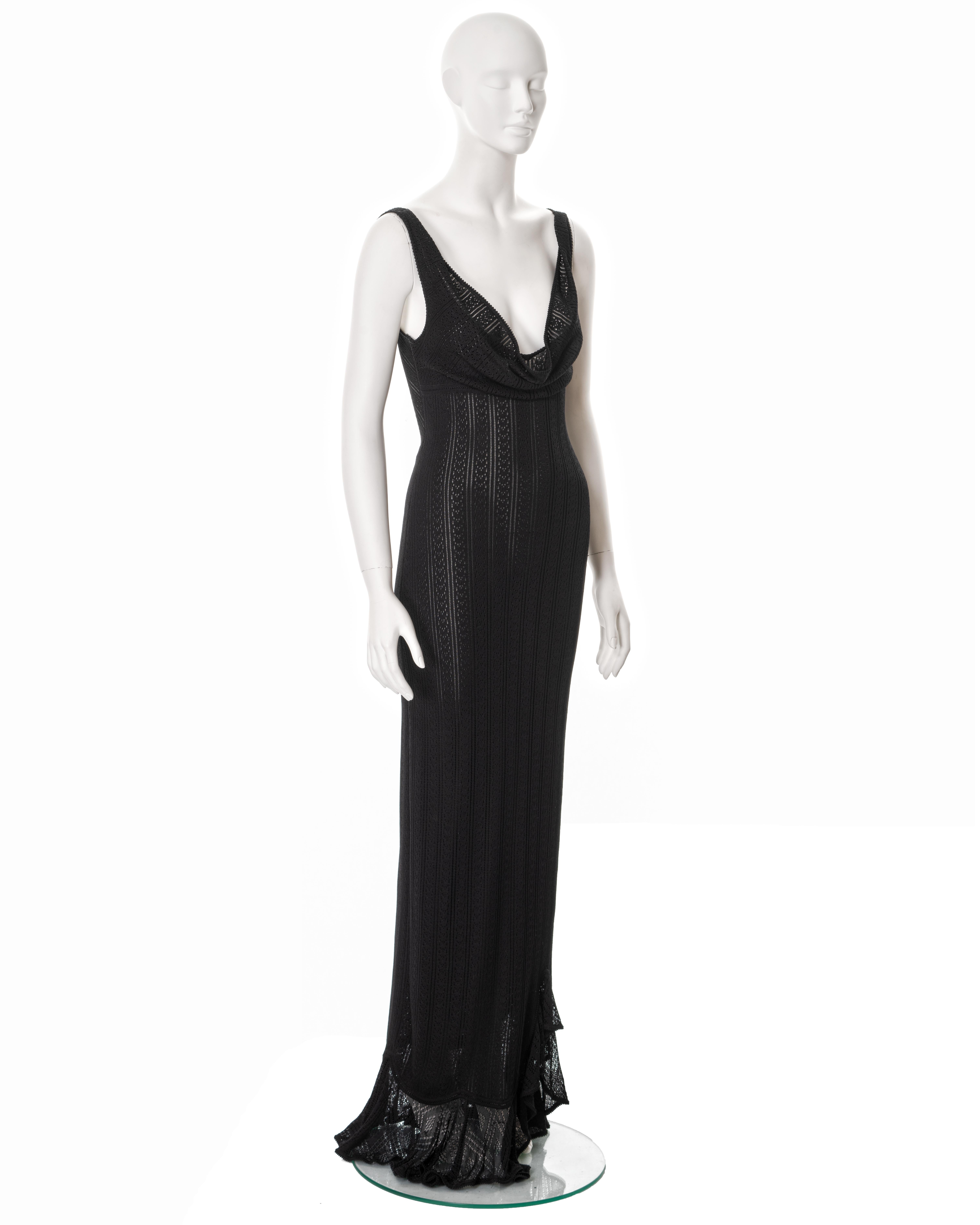 John Galliano black knitted lace evening dress, ss 1998 For Sale 1
