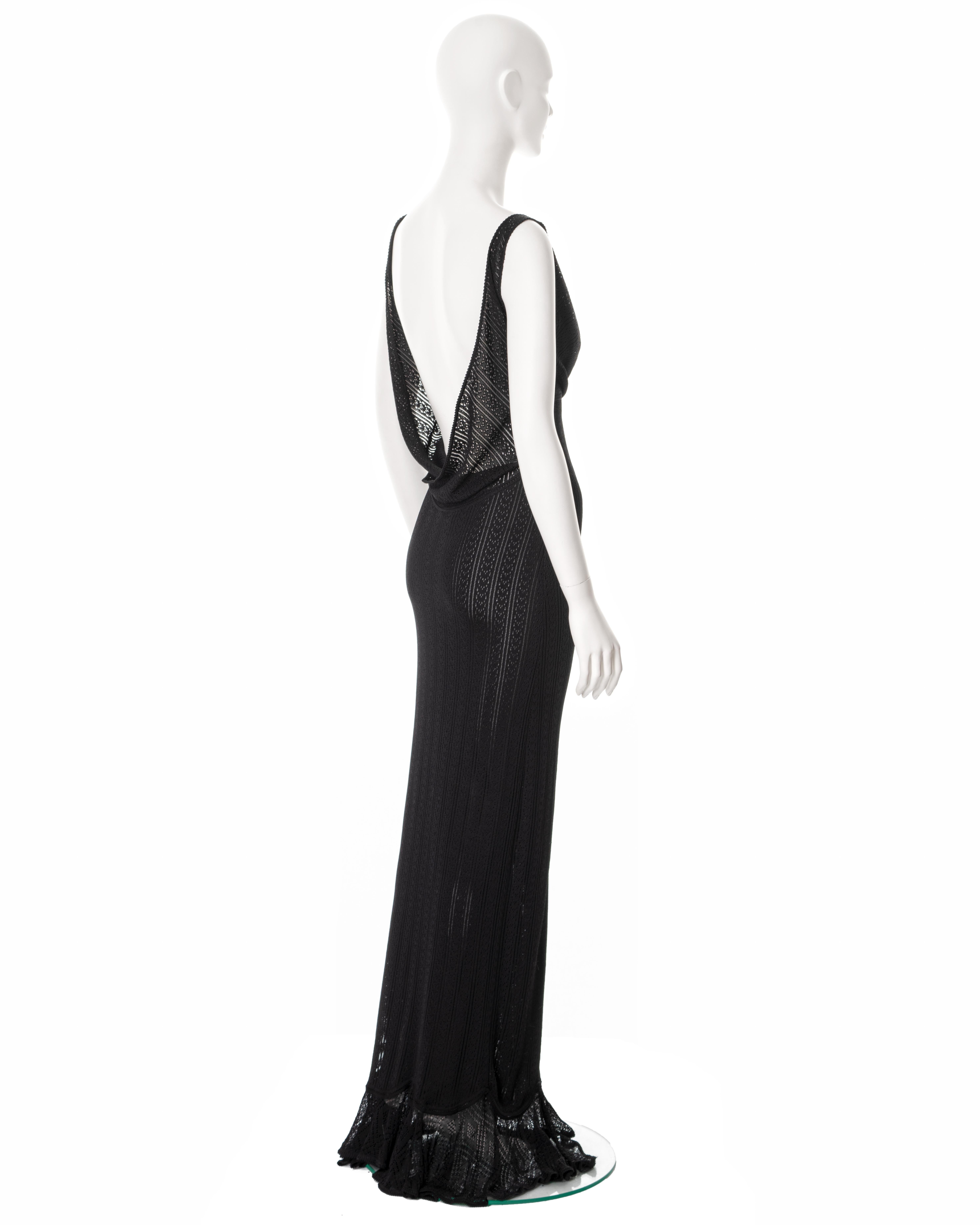 John Galliano black knitted lace evening dress, ss 1998 For Sale 3