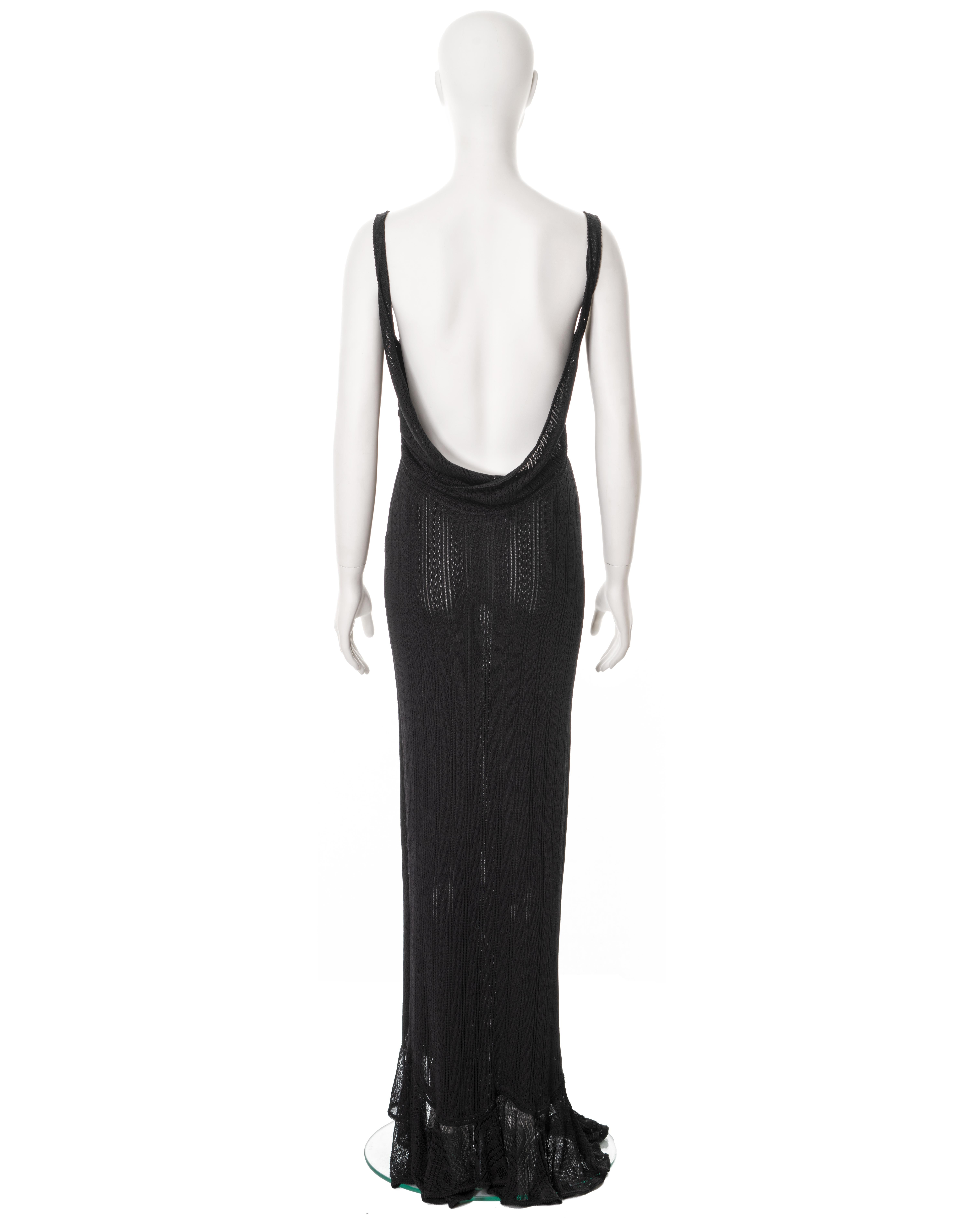 John Galliano black knitted lace evening dress, ss 1998 For Sale 4