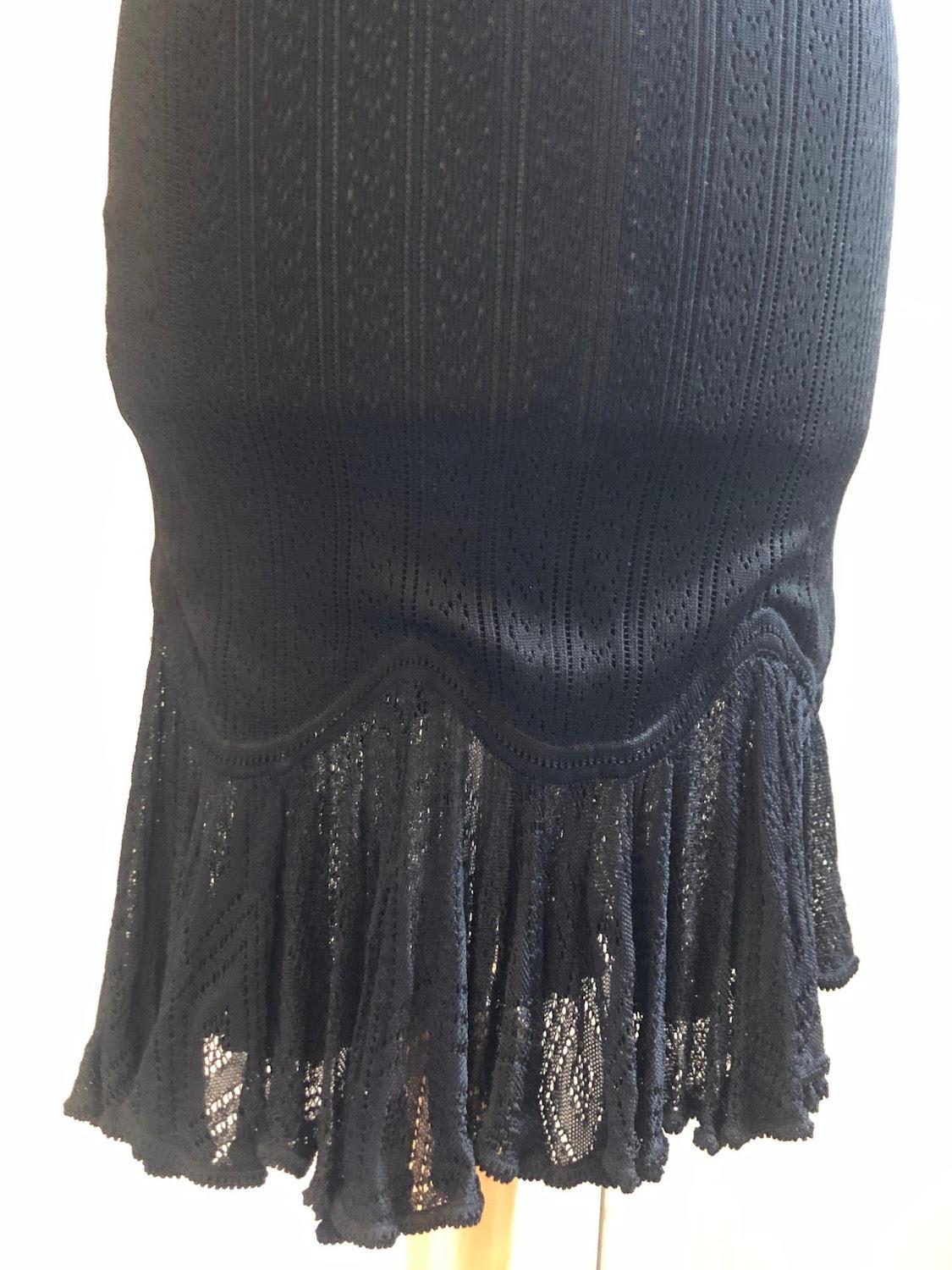JOHN GALLIANO Black Knitted Lace Evening Mid Length Dress C.1998 For Sale 3