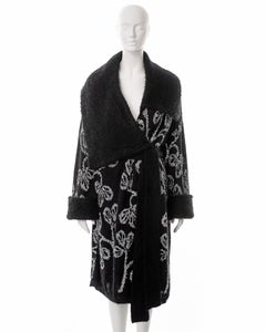 John Galliano black knitted wool cardigan with silver tinsel embroidery, ss 2003