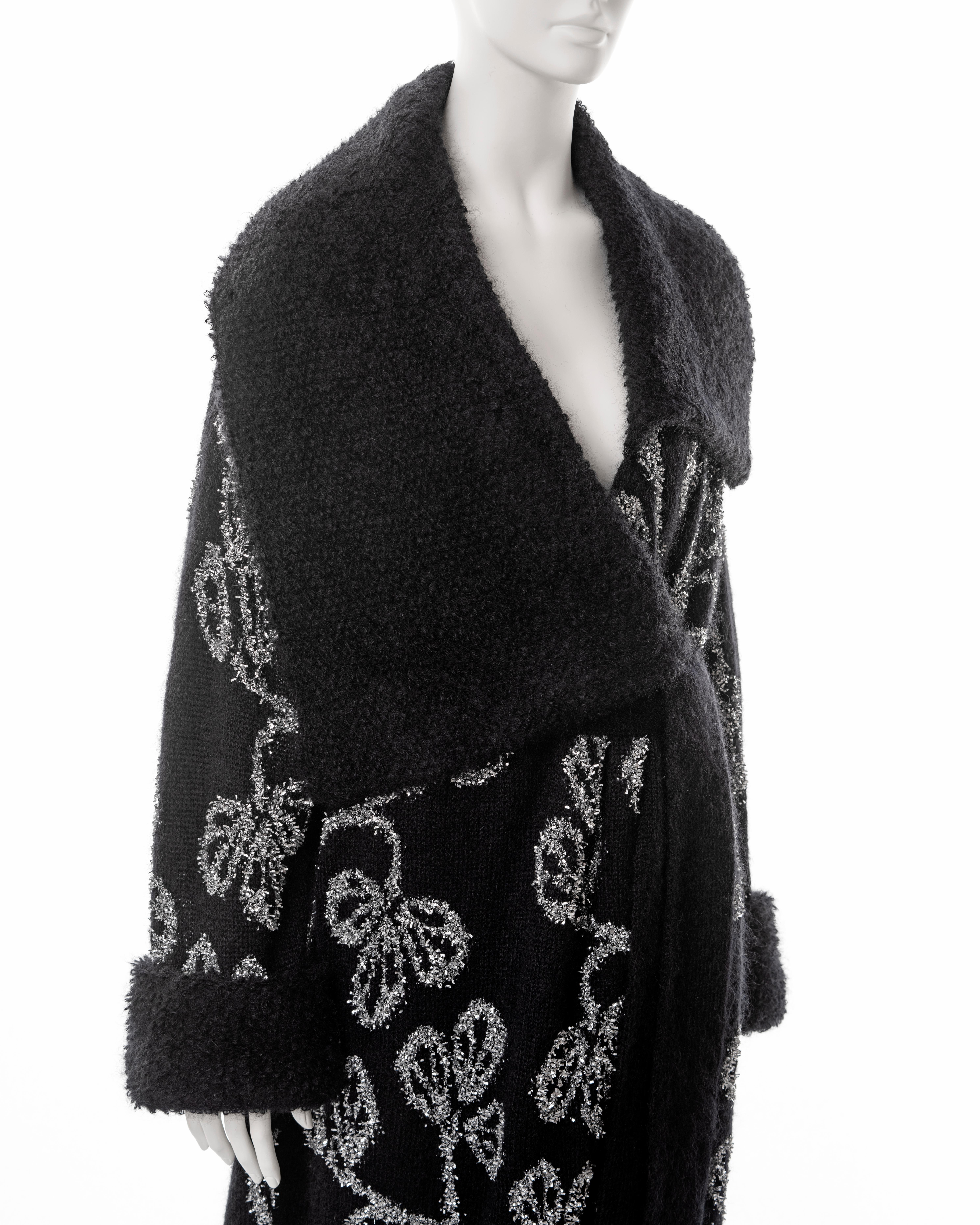 John Galliano black knitted wool cardigan with silver tinsel embroidery, ss 2003 1