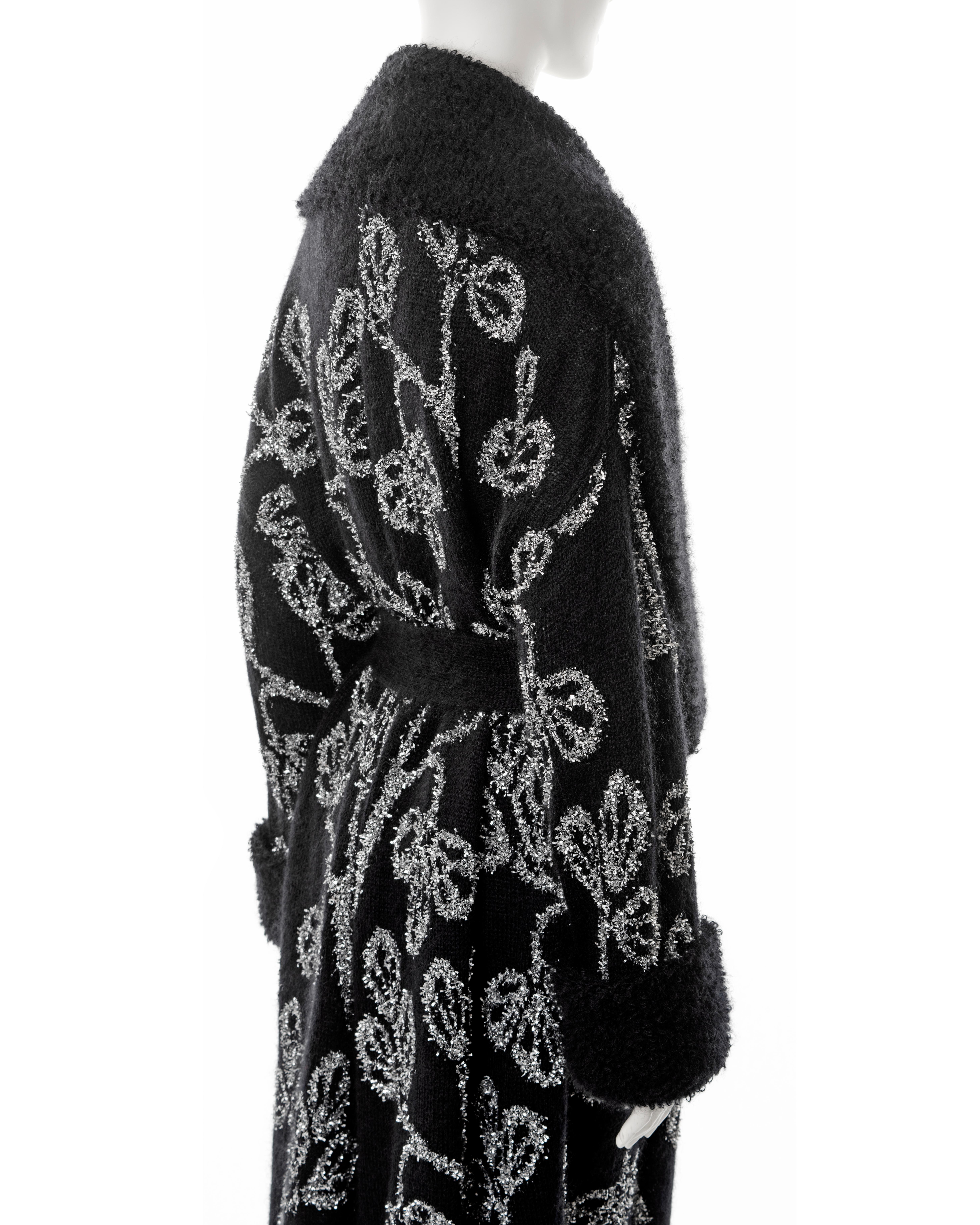 John Galliano black knitted wool cardigan with silver tinsel embroidery, ss 2003 3