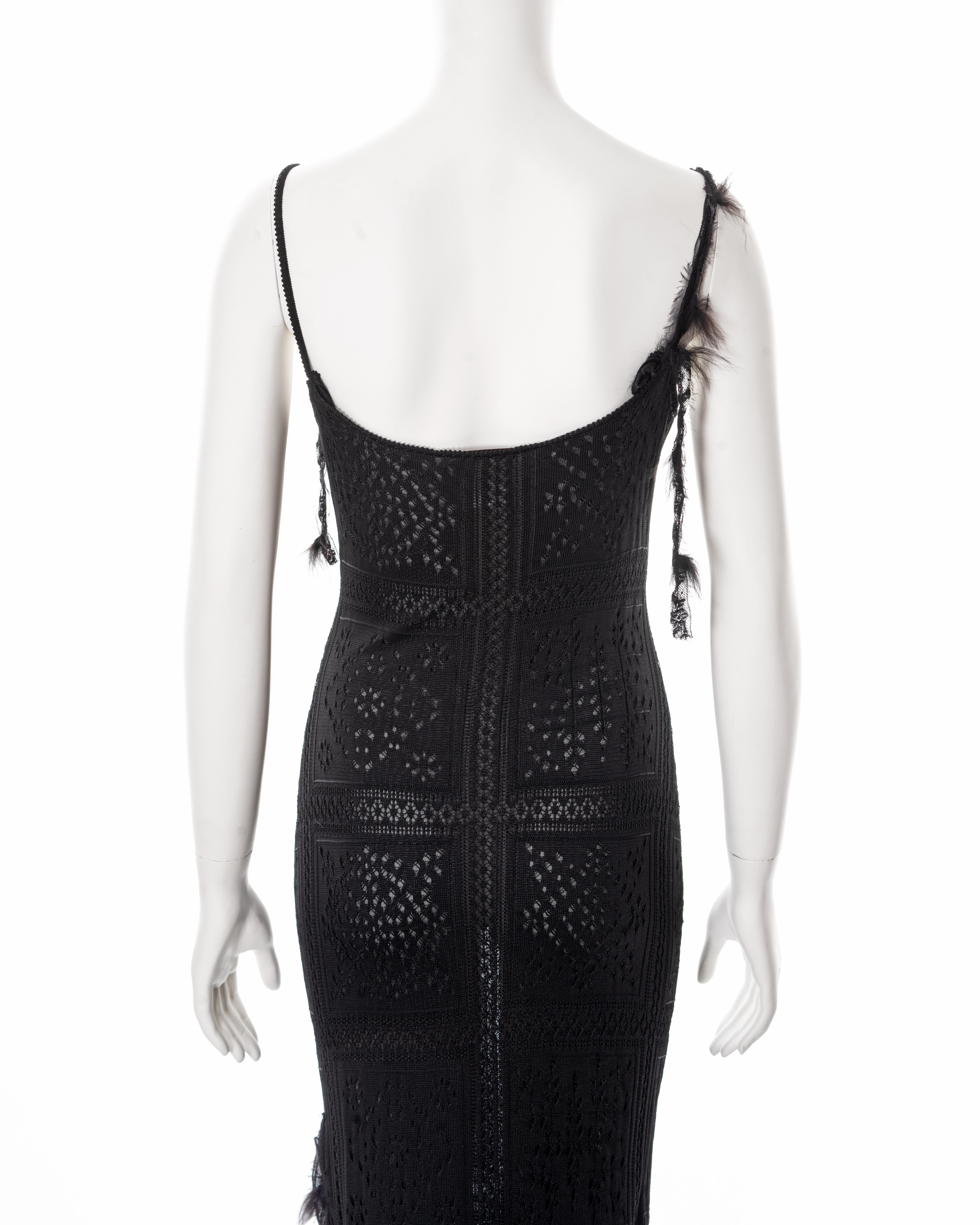 John Galliano black lace-knitted evening maxi dress, fw 2001 6