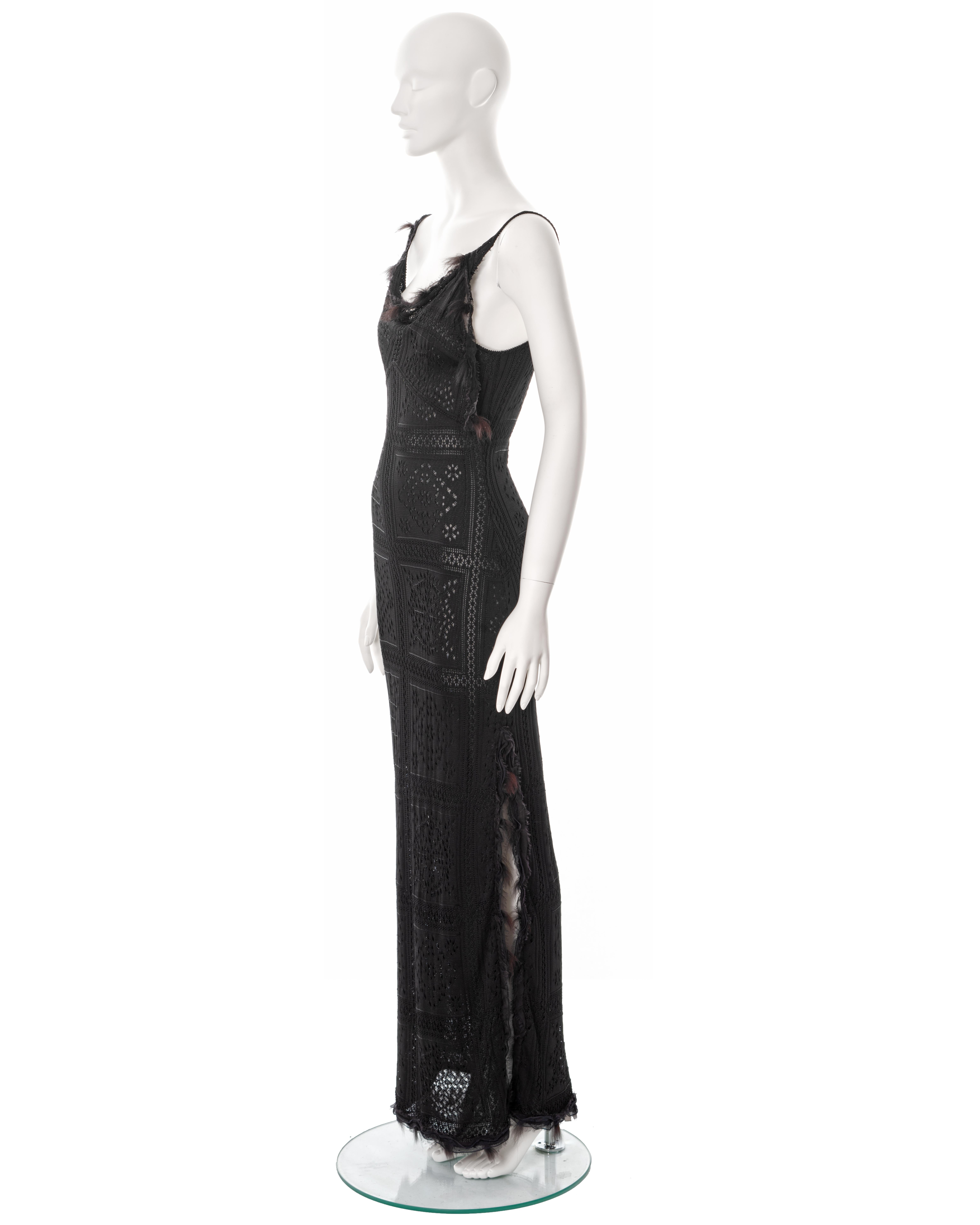 John Galliano black lace-knitted evening maxi dress, fw 2001 7