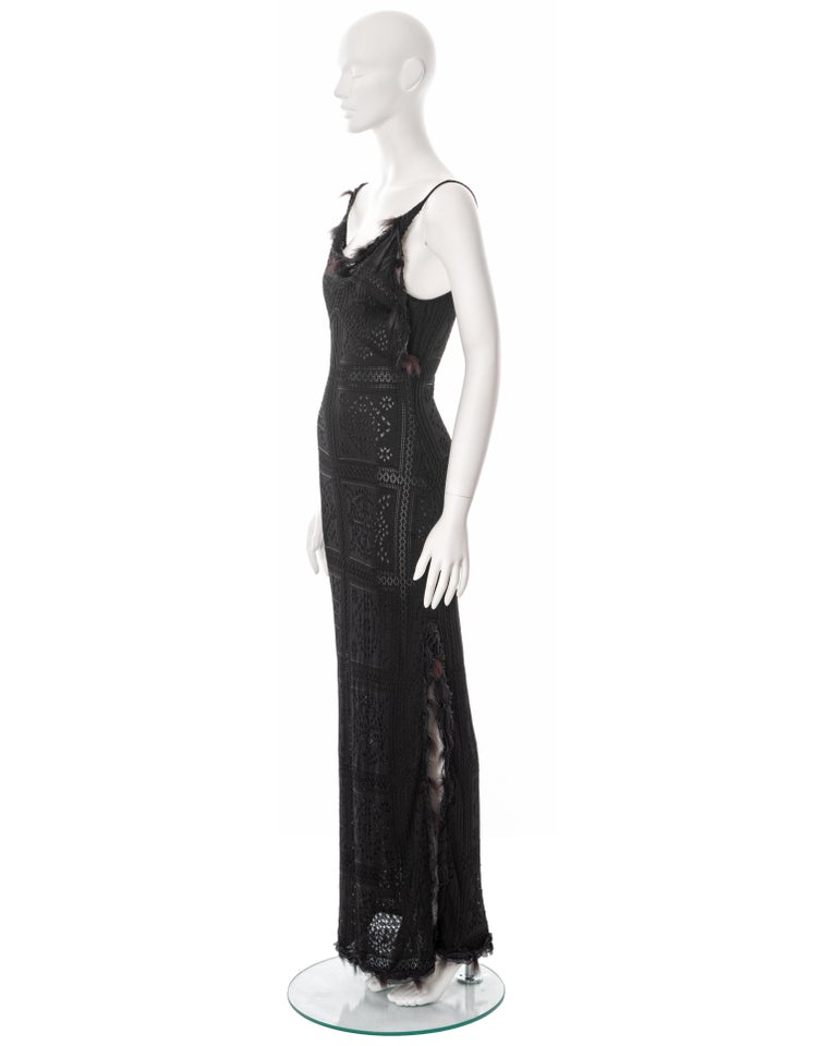Incredible Spring 2007 John Galliano Strapless Black Lace Dress w Peak Bodice & Intricate Seaming