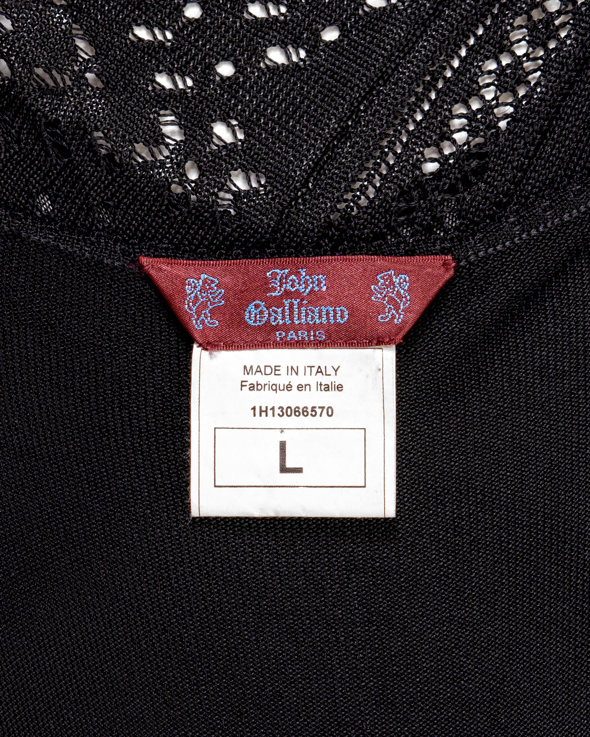 John Galliano black lace-knitted evening maxi dress, fw 2001 8