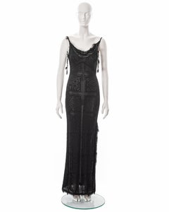 John Galliano black lace-knitted evening maxi dress, fw 2001