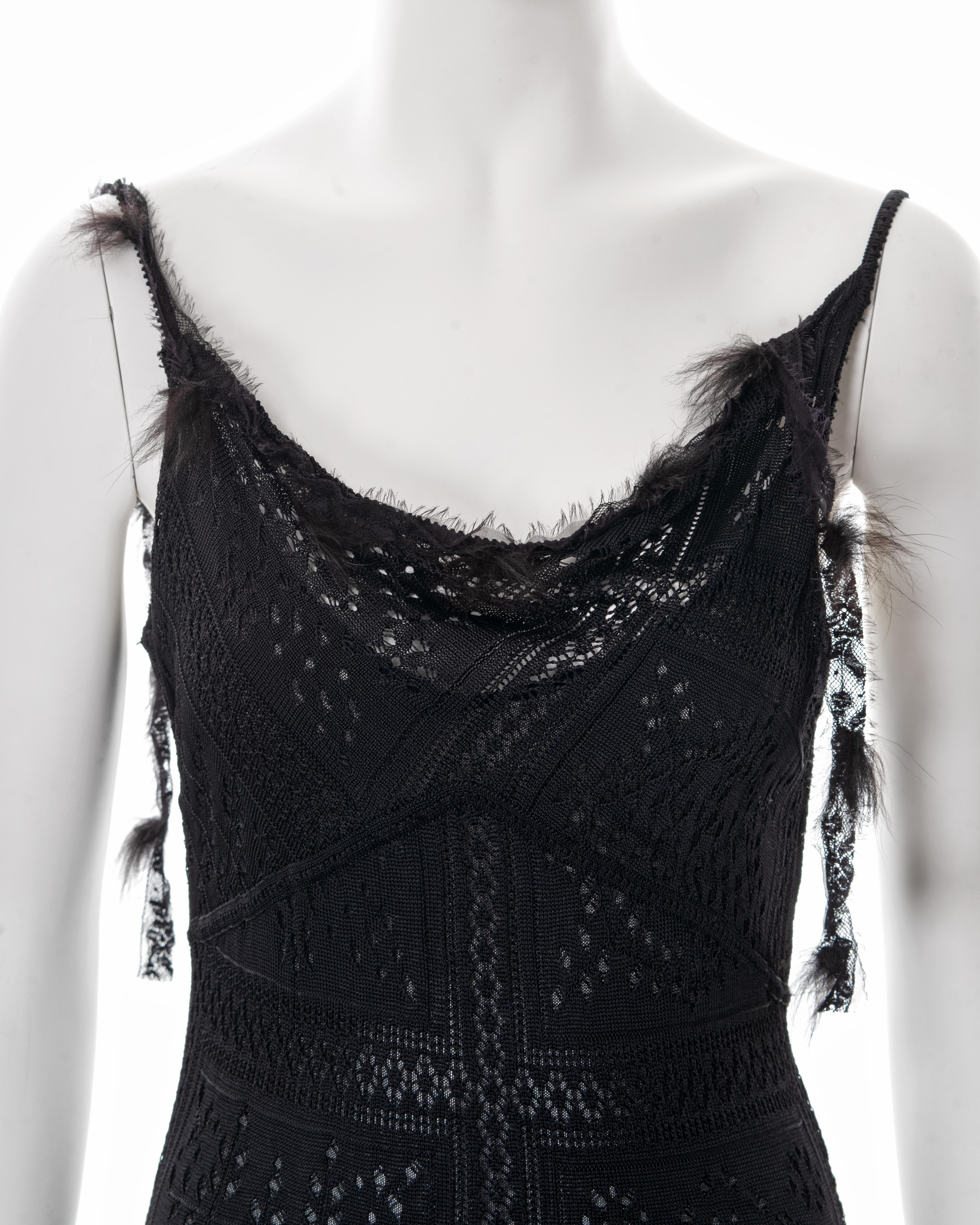Women's John Galliano black lace-knitted evening maxi dress, fw 2001