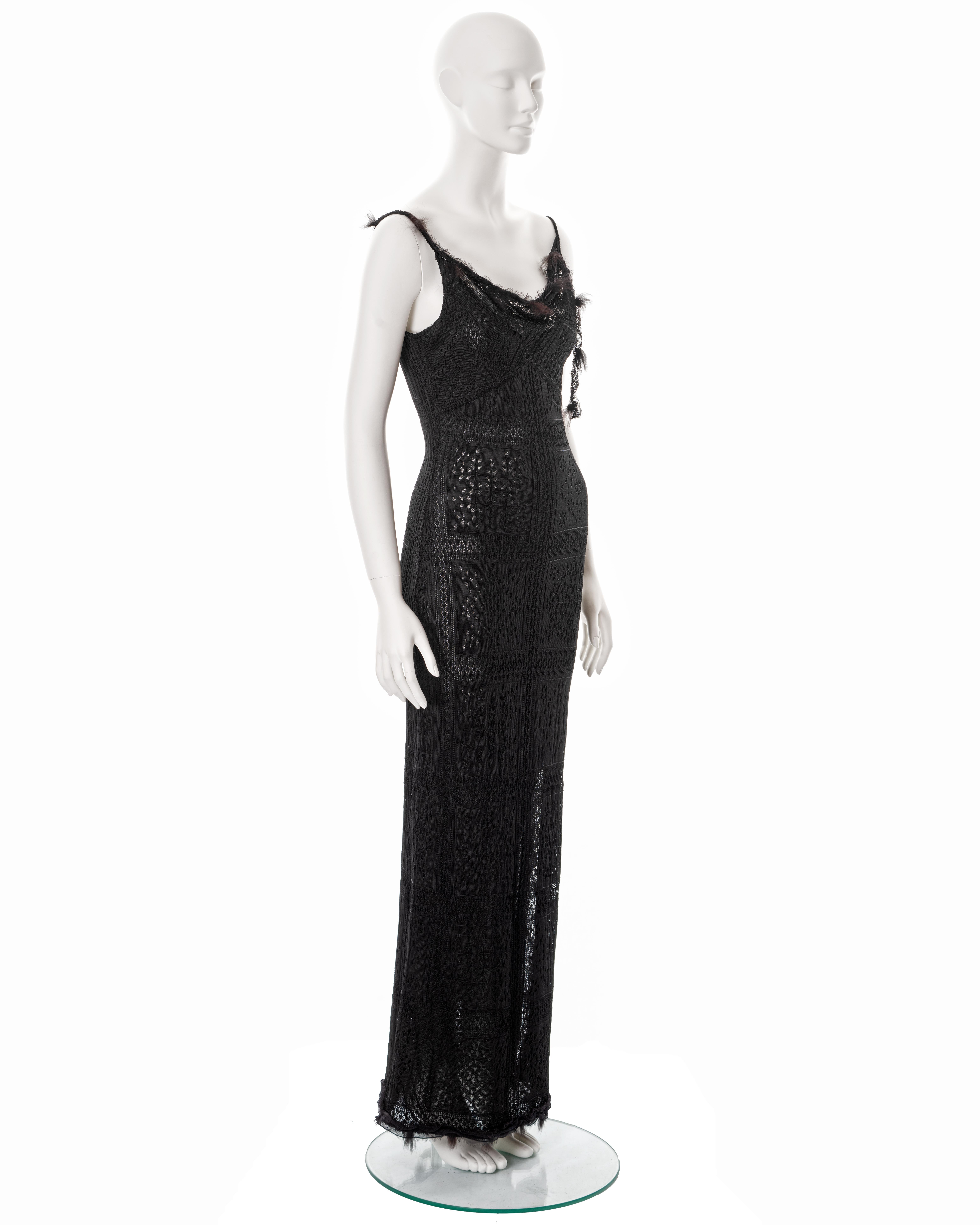 John Galliano black lace-knitted evening maxi dress, fw 2001 1