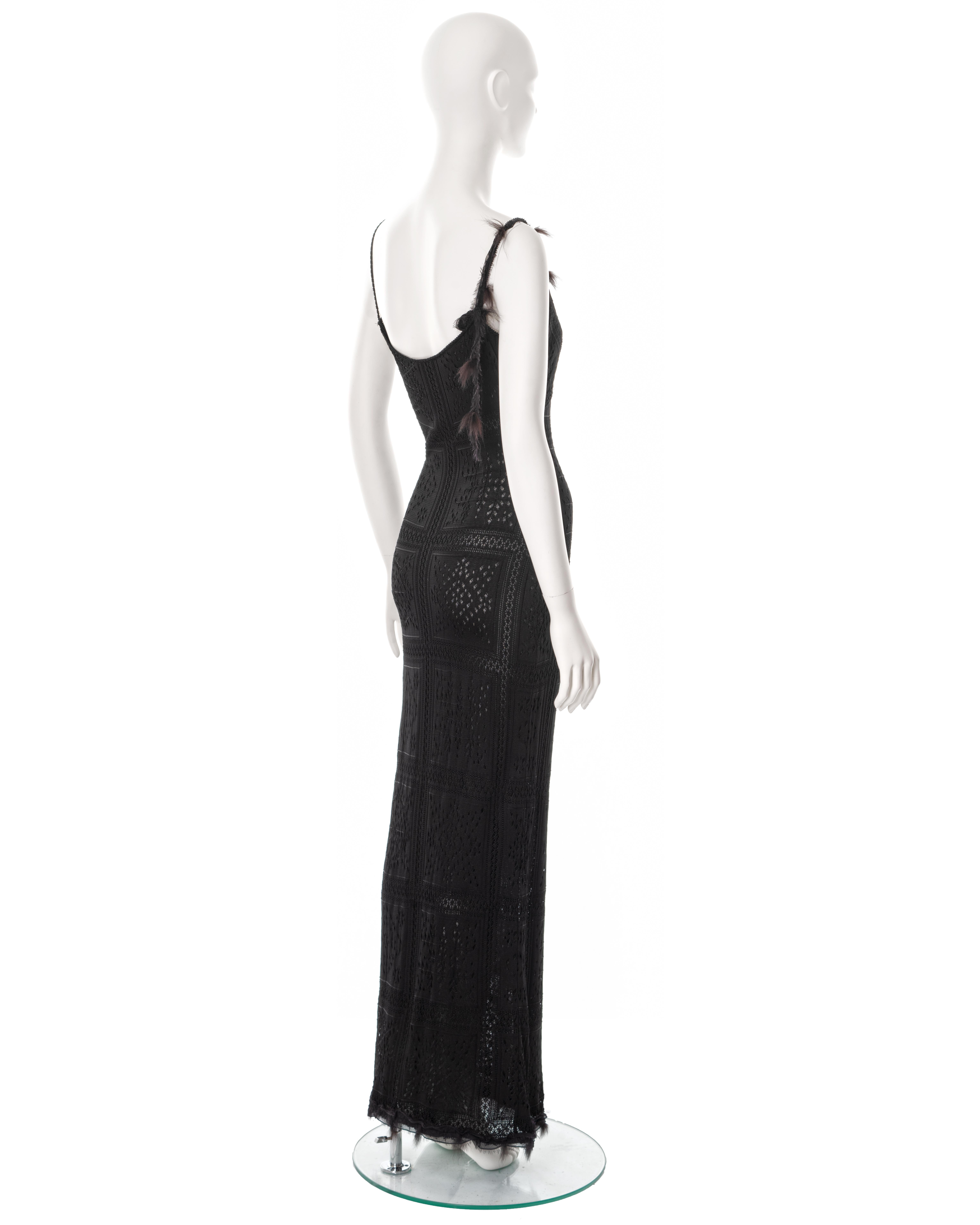 John Galliano black lace-knitted evening maxi dress, fw 2001 3