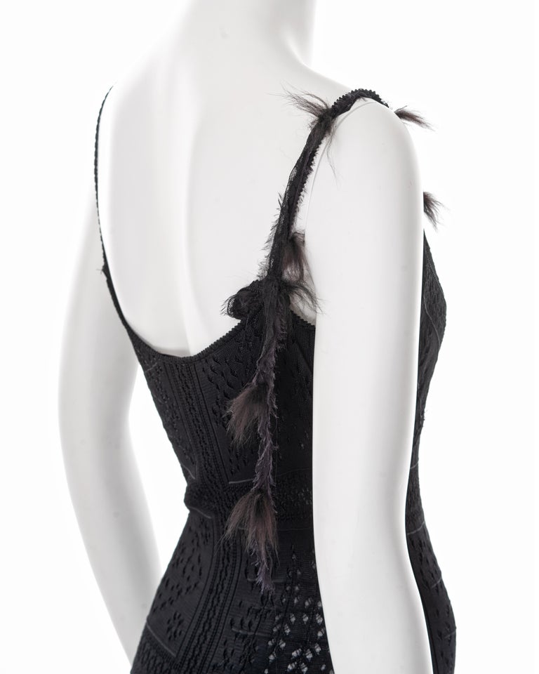John Galliano black lace-knitted evening maxi dress, fw 2001 For Sale ...
