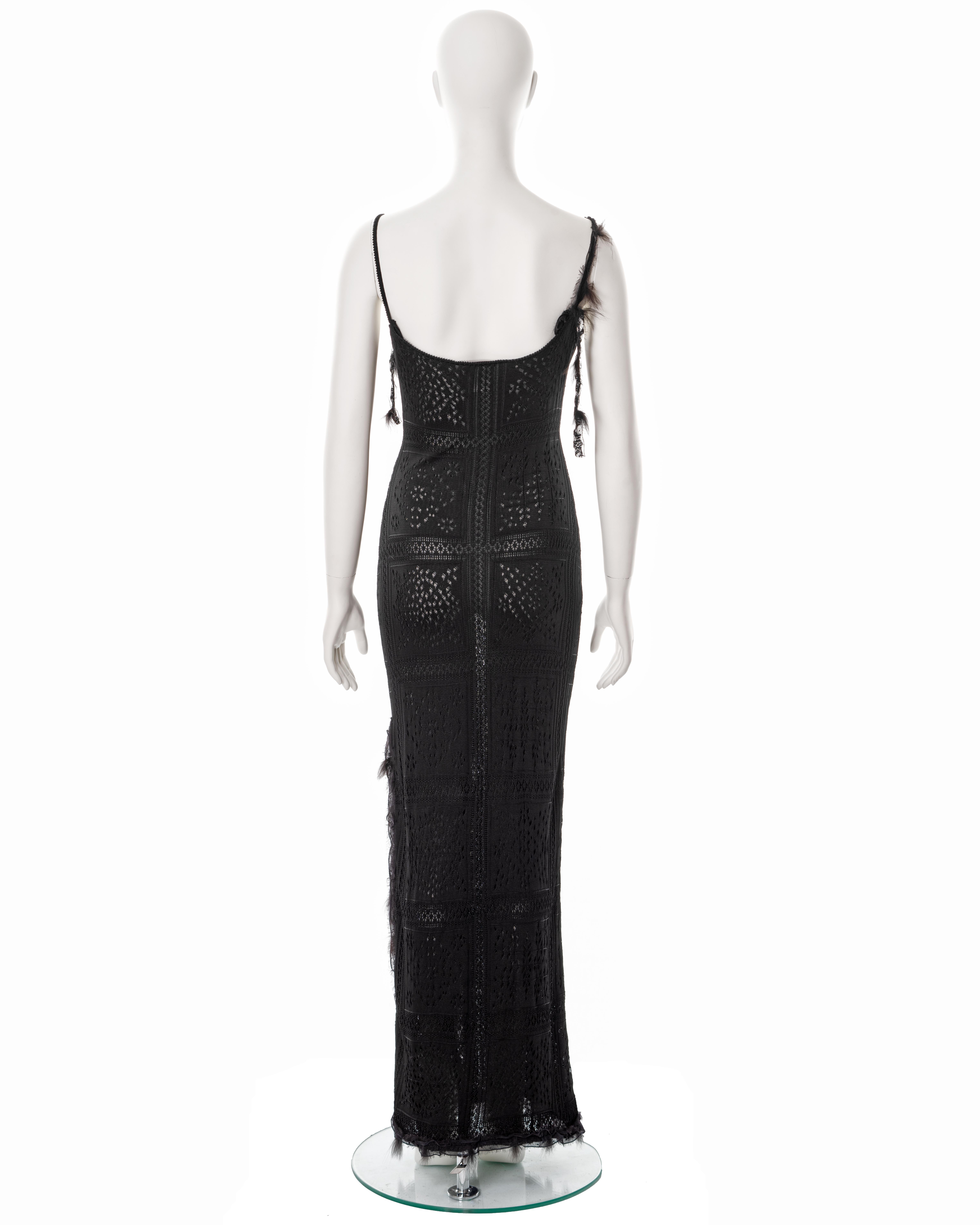 John Galliano black lace-knitted evening maxi dress, fw 2001 5
