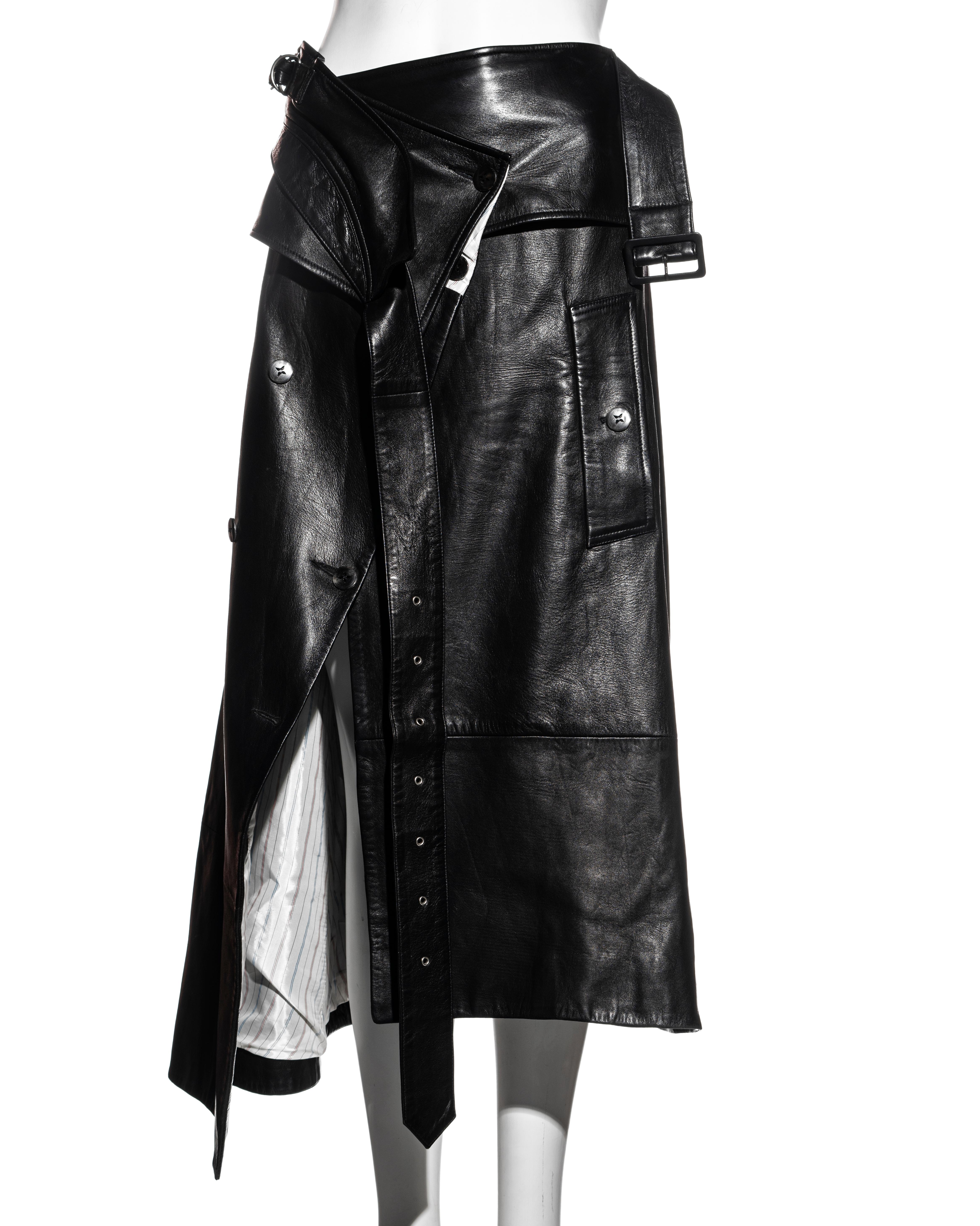 Women's John Galliano black leather deconstructed wrap skirt, c. 2002 For Sale