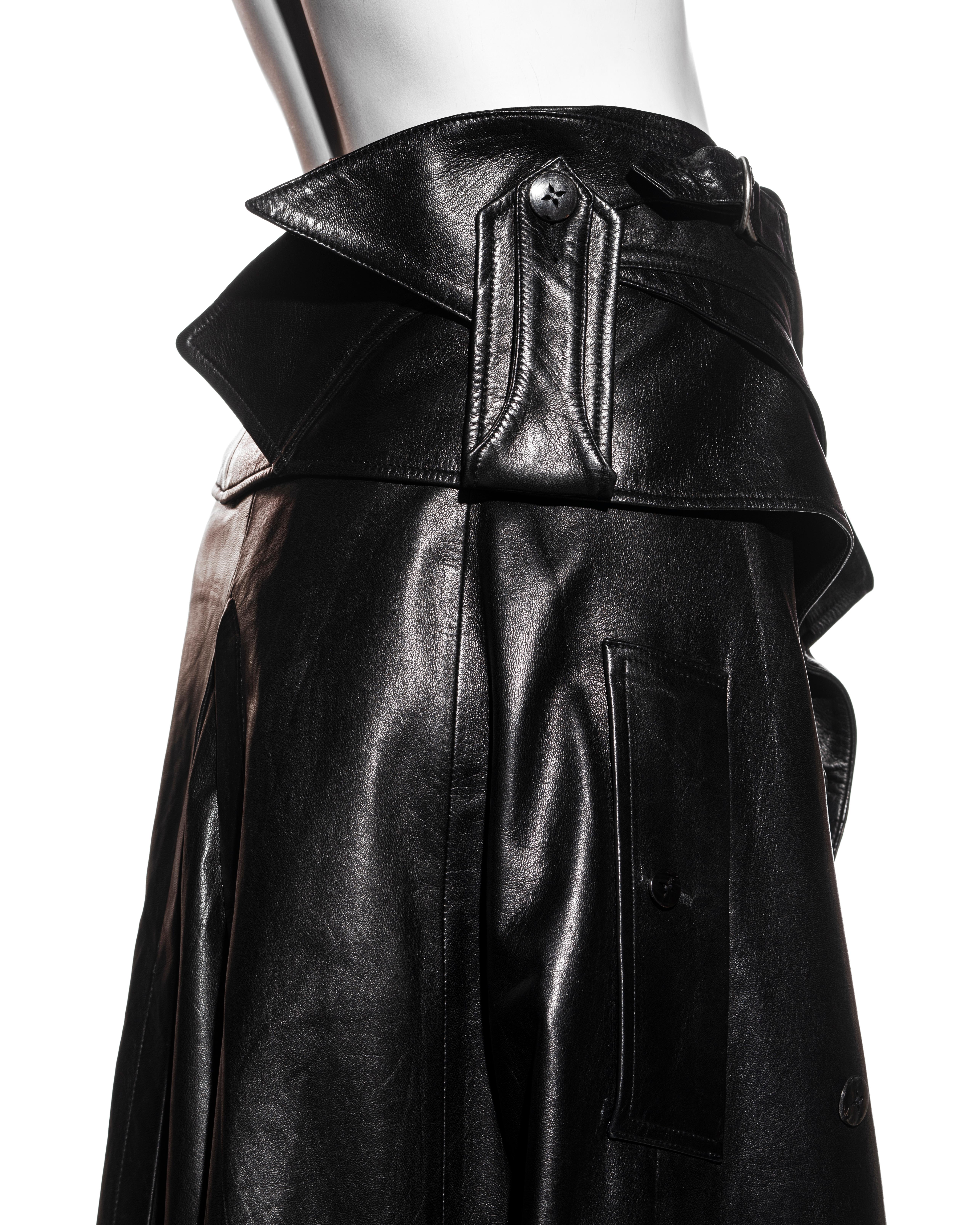 John Galliano black leather deconstructed wrap skirt, c. 2002 For Sale 1