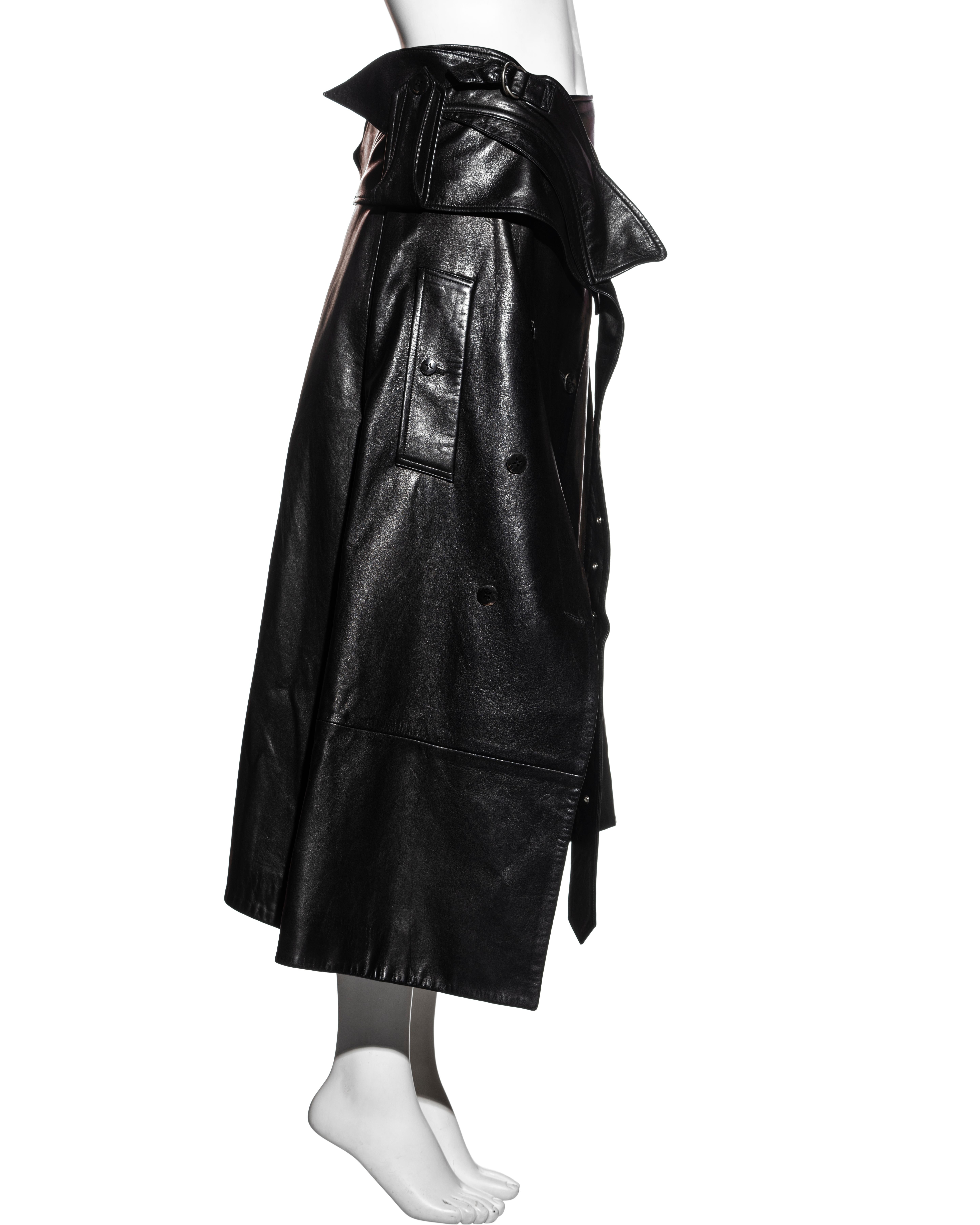 John Galliano black leather deconstructed wrap skirt, c. 2002 For Sale 2
