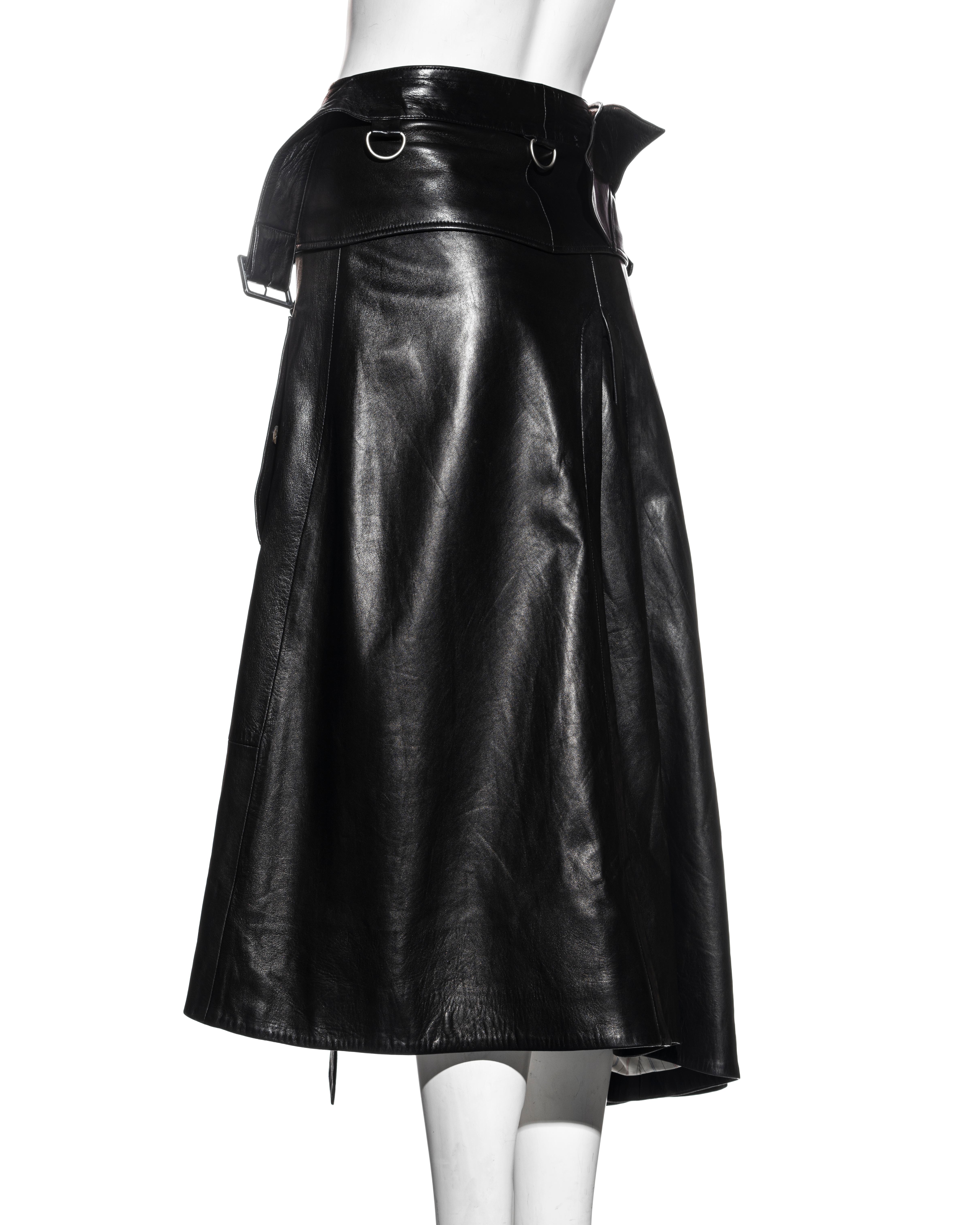 John Galliano black leather deconstructed wrap skirt, c. 2002 For Sale 3