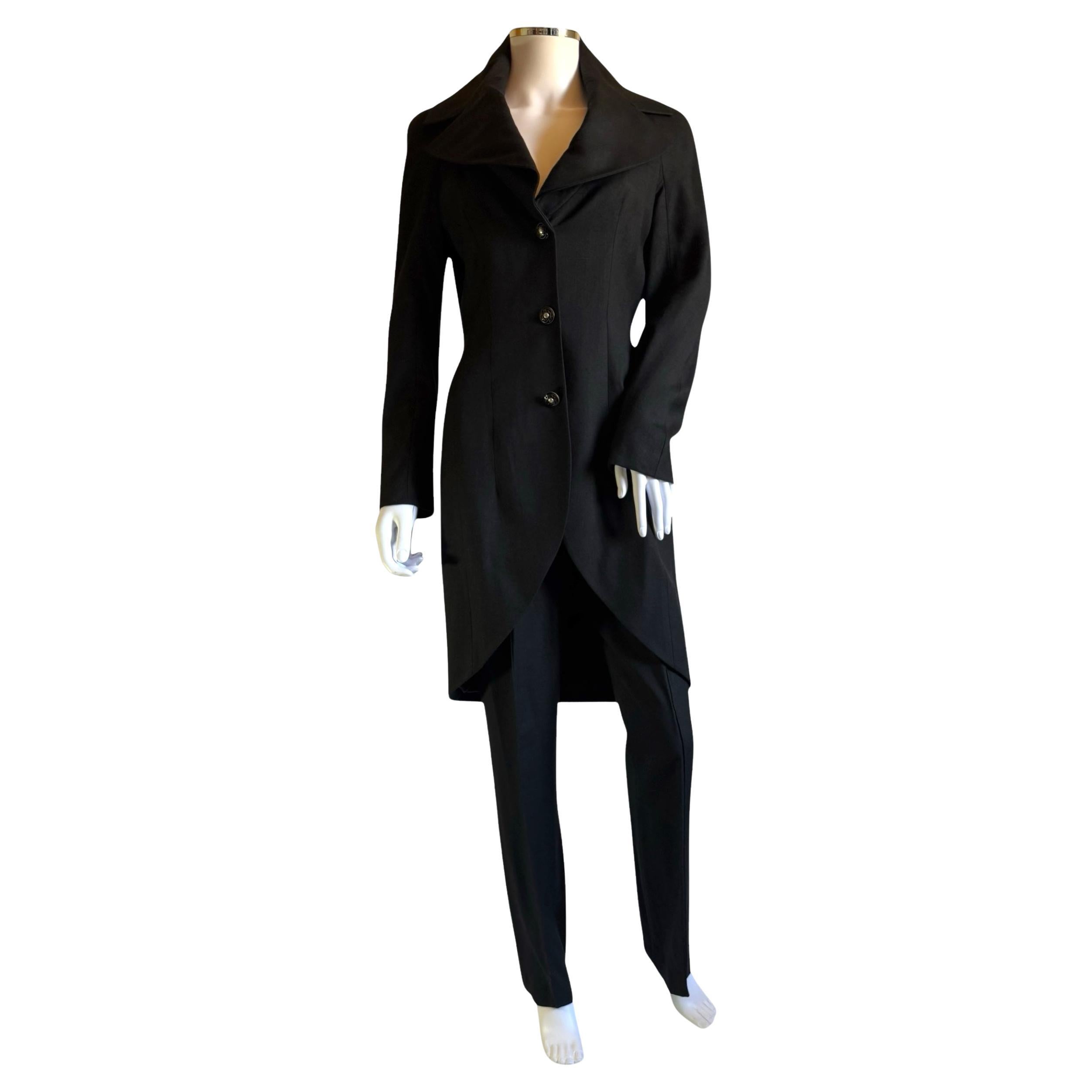 John Galliano Black Linen Blend Tailcoat Suit, SS 1998 For Sale
