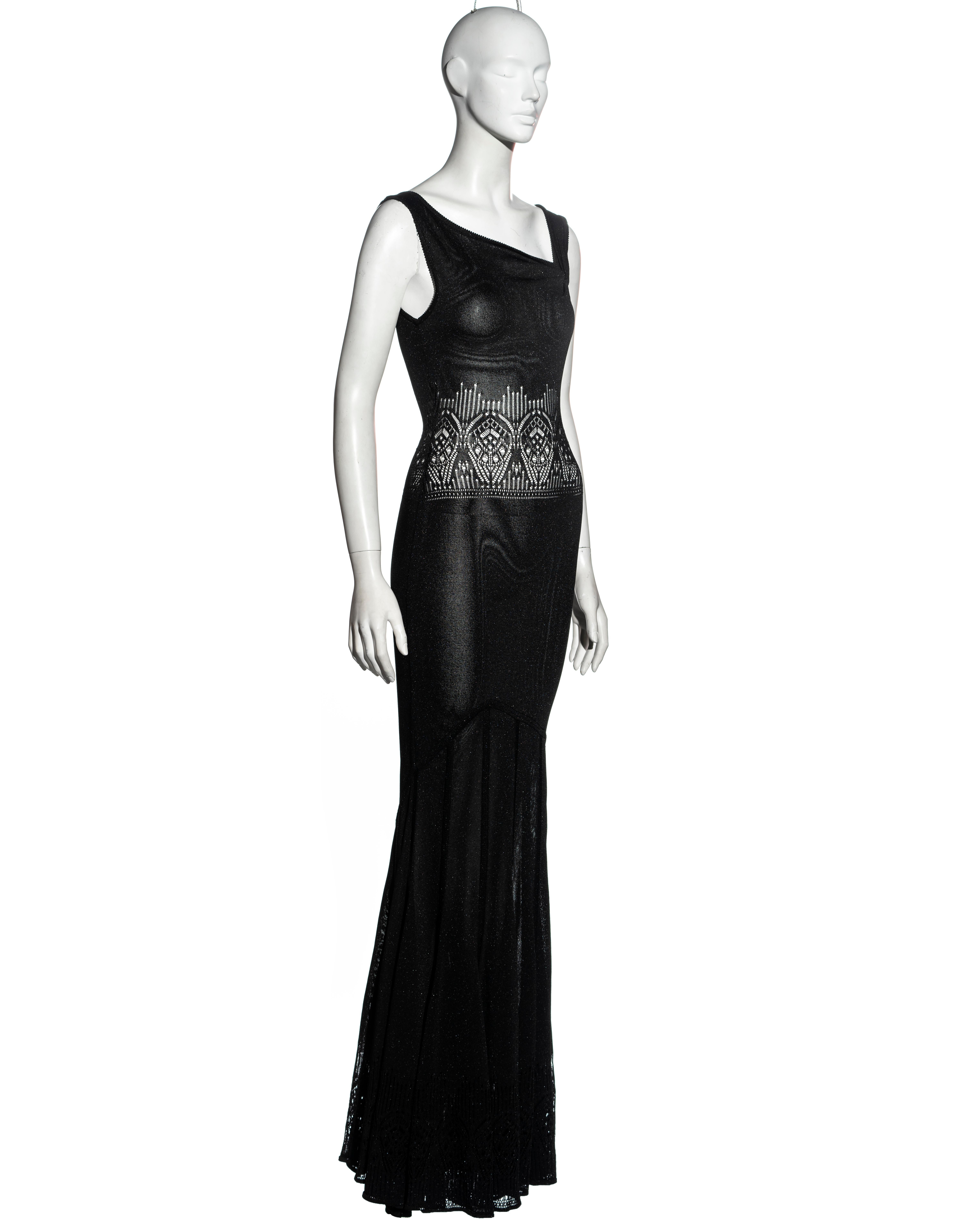 John Galliano black lurex bias cut floor-length evening dress, ss 2000 In Excellent Condition In London, GB