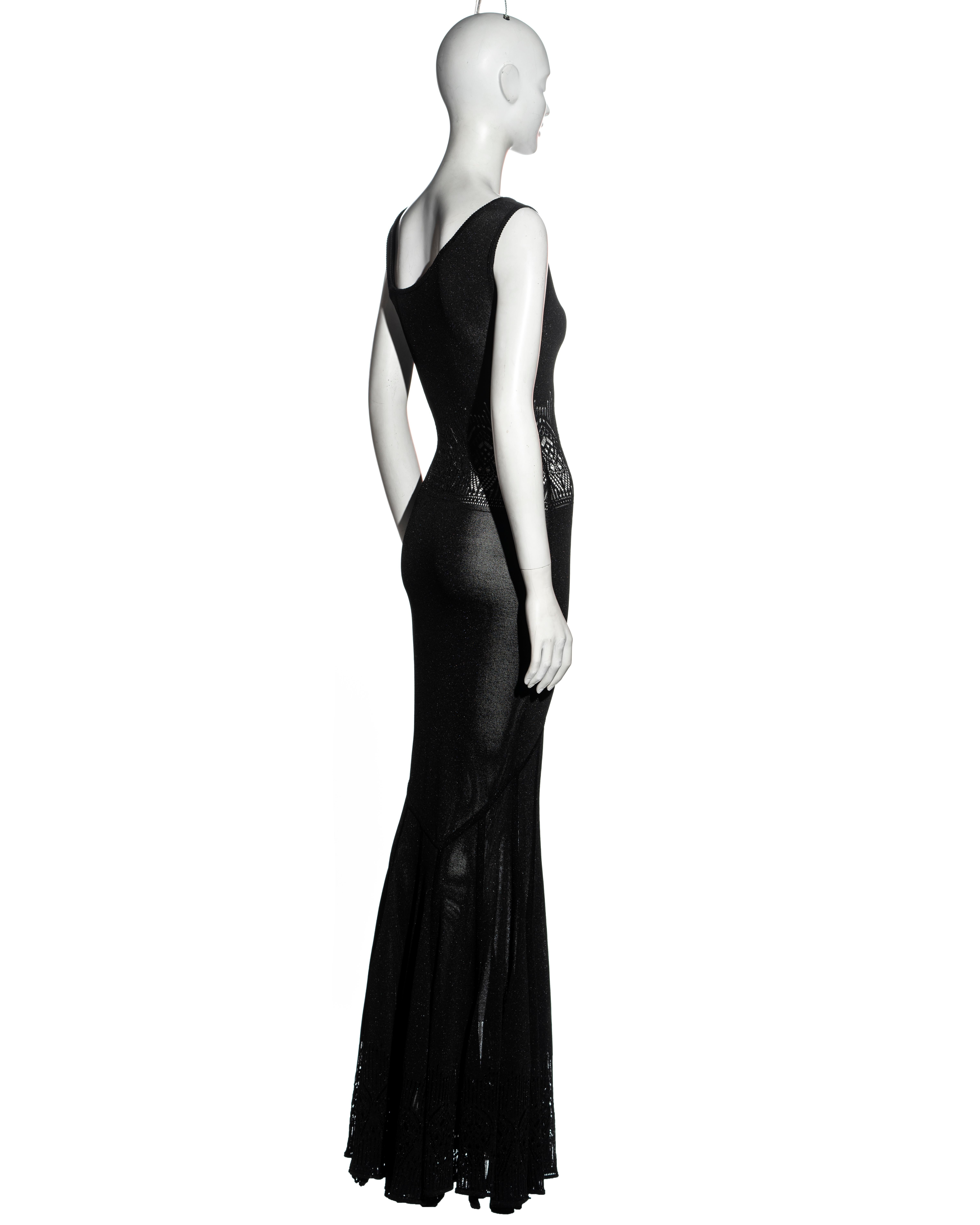 Women's John Galliano black lurex bias cut floor-length evening dress, ss 2000