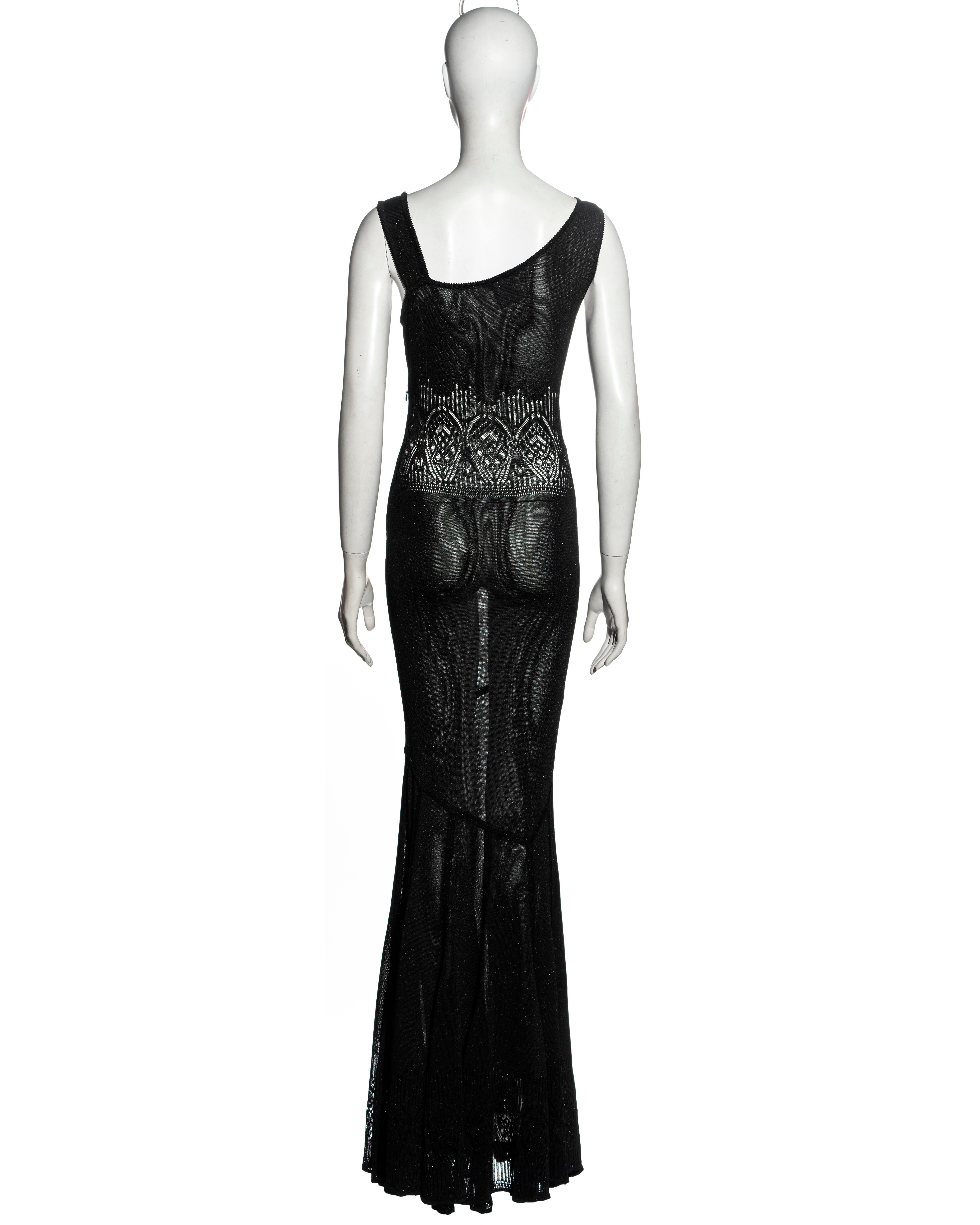John Galliano black lurex bias cut floor-length evening dress, ss 2000 3
