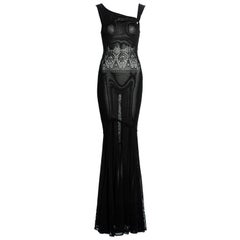 John Galliano black lurex bias cut floor-length evening dress, ss 2000