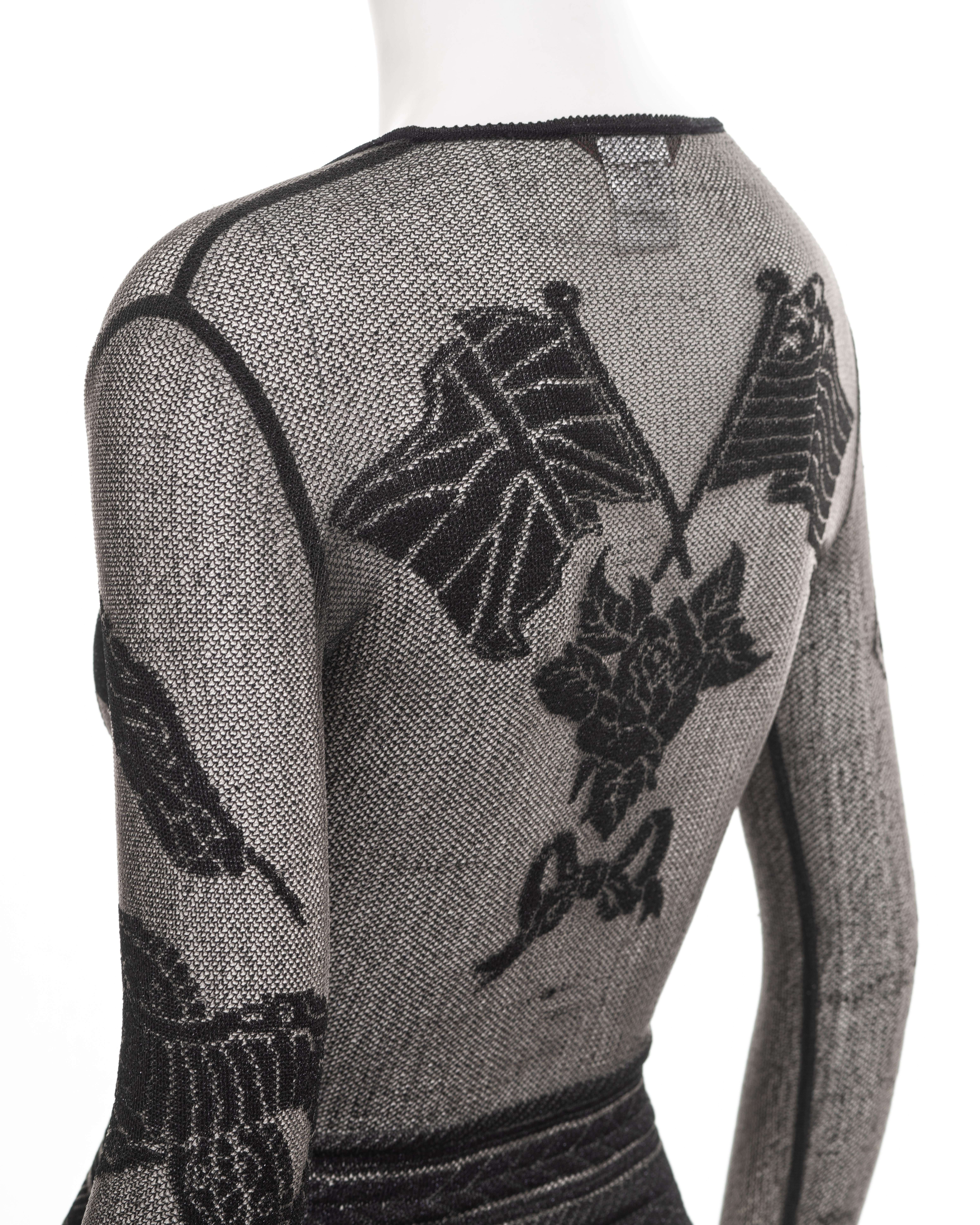 John Galliano black mesh top with tattoo motifs, fw 1997 For Sale 7