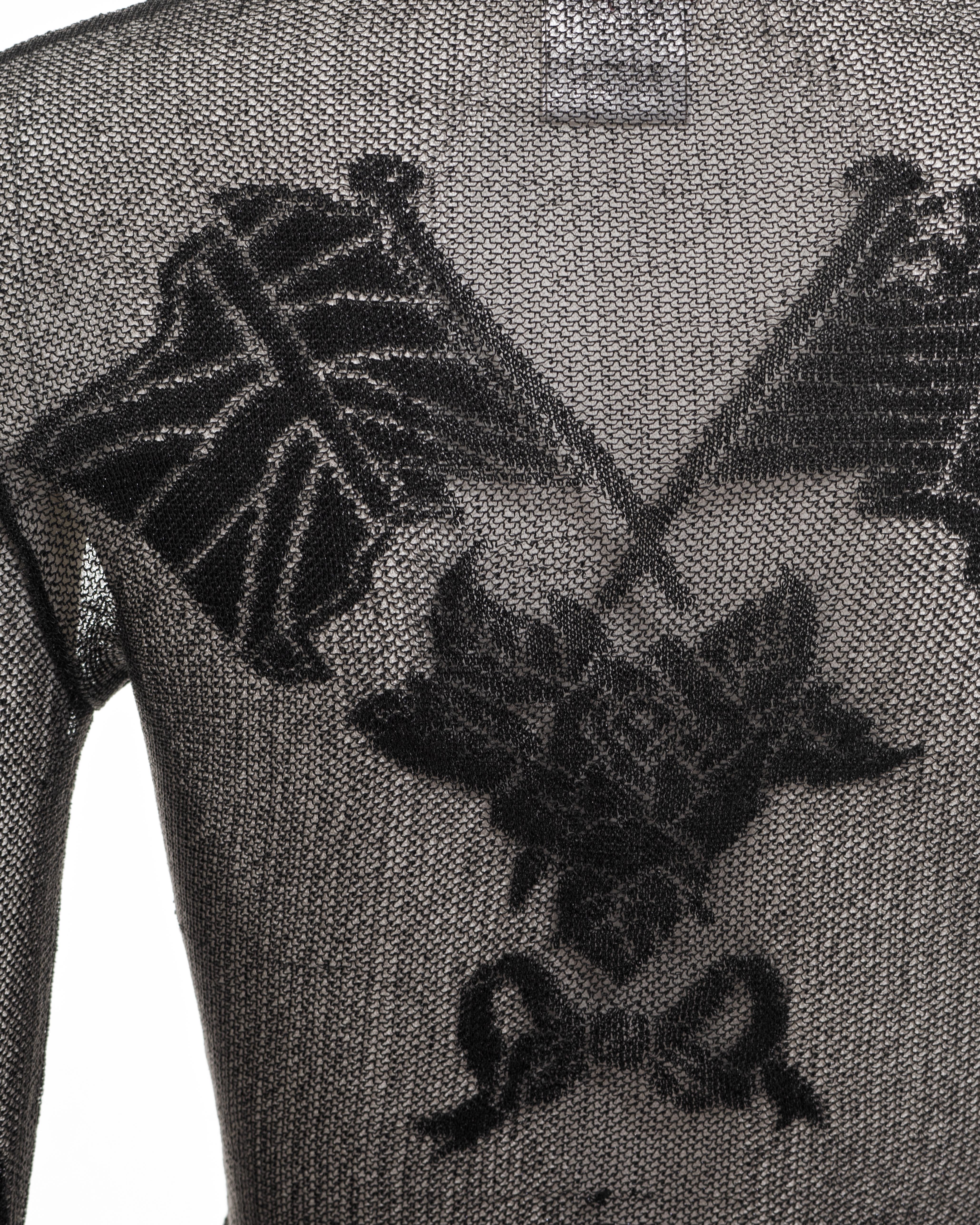 John Galliano black mesh top with tattoo motifs, fw 1997 For Sale 10