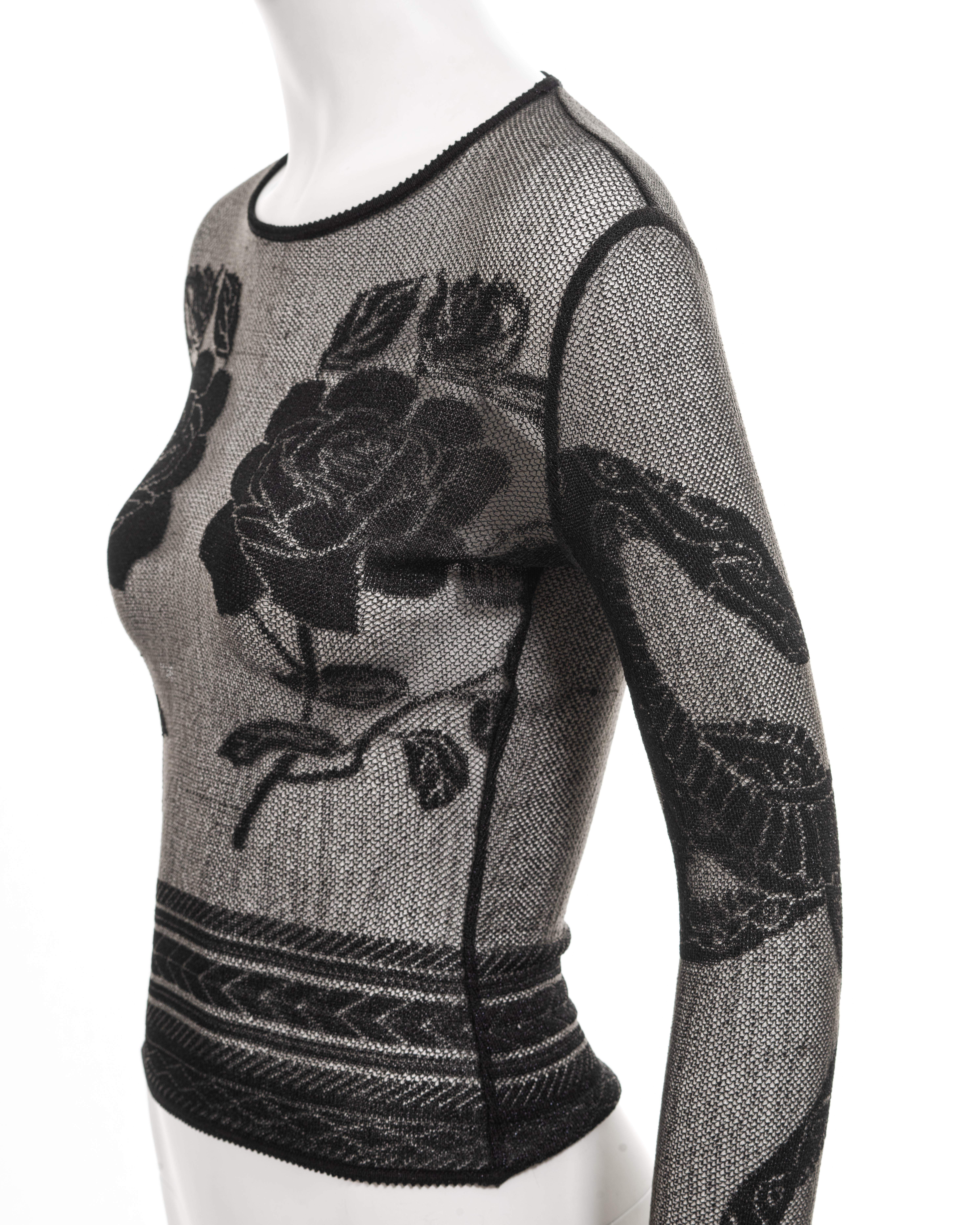 John Galliano black mesh top with tattoo motifs, fw 1997 5