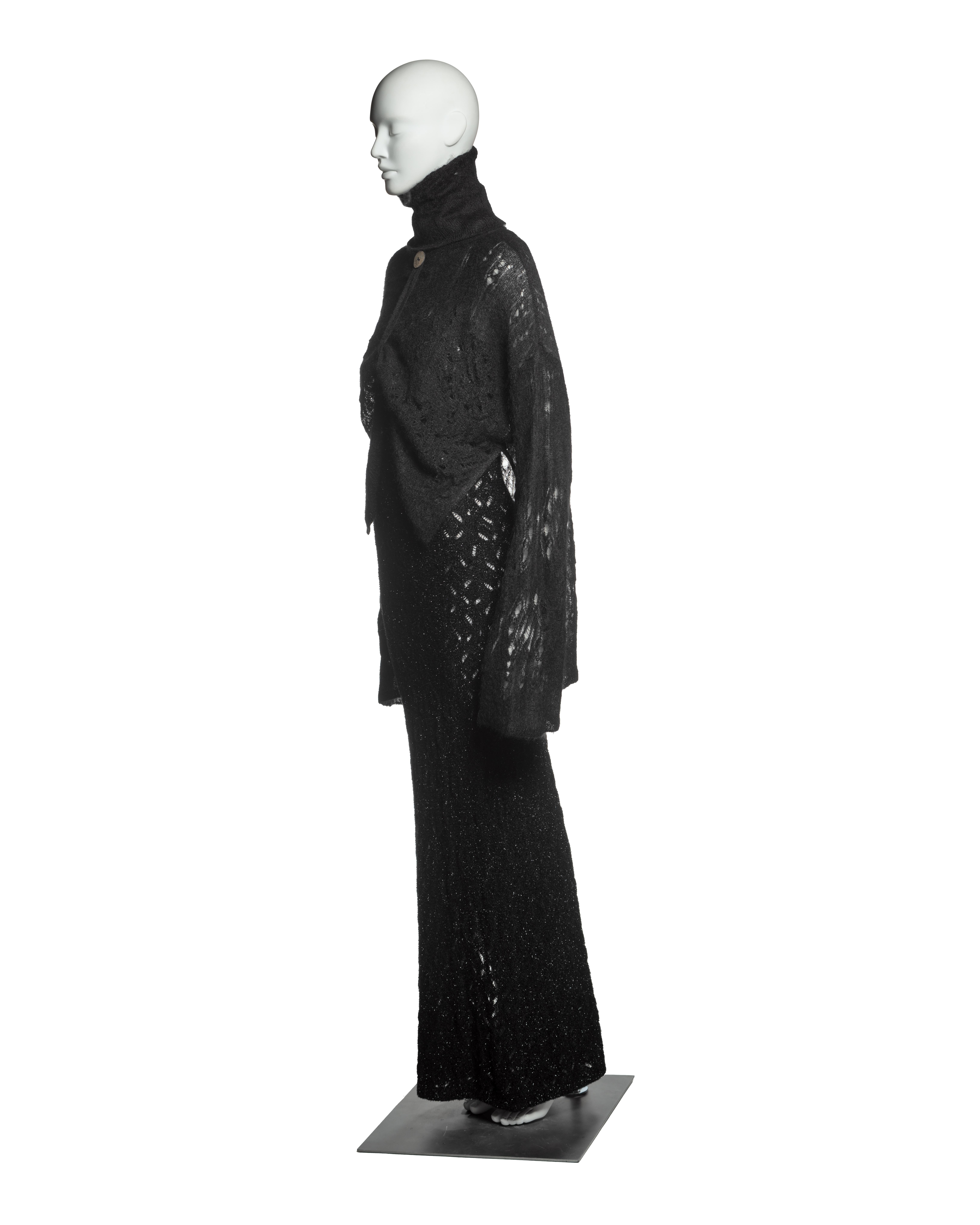 John Galliano Black Metallic Knit Dress and Mohair Sweater Ensemble, FW 2000 For Sale 7