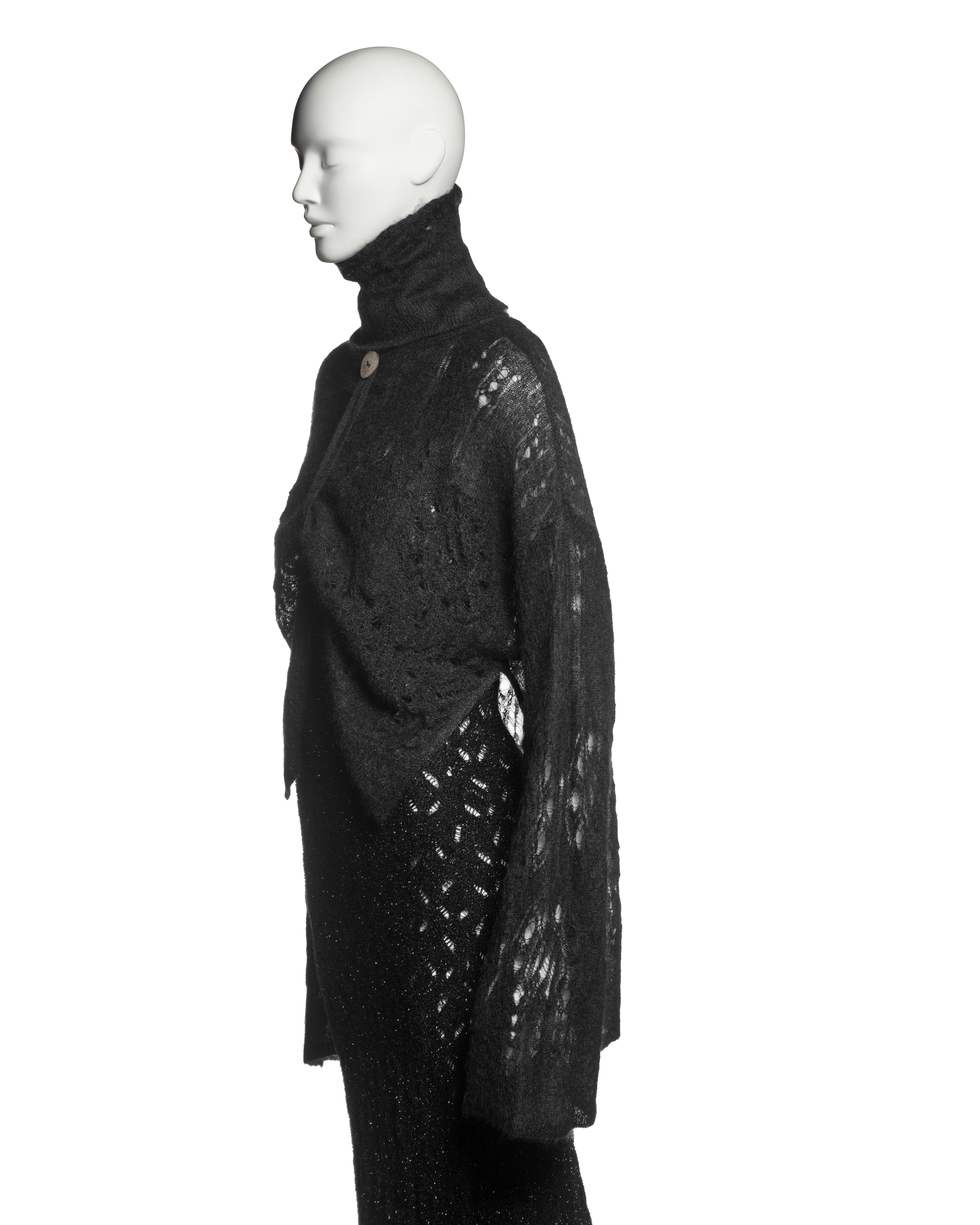 John Galliano Black Metallic Knit Dress and Mohair Sweater Ensemble, FW 2000 For Sale 8
