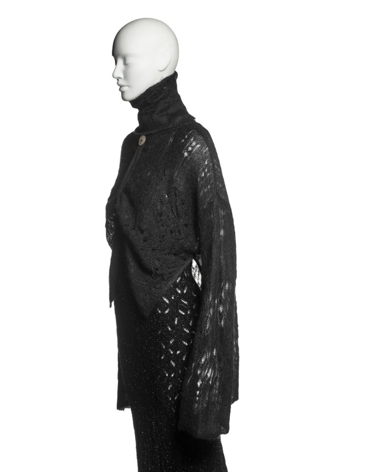 John Galliano Black Metallic Knit Dress and Mohair Sweater Ensemble, FW  2000 For Sale at 1stDibs