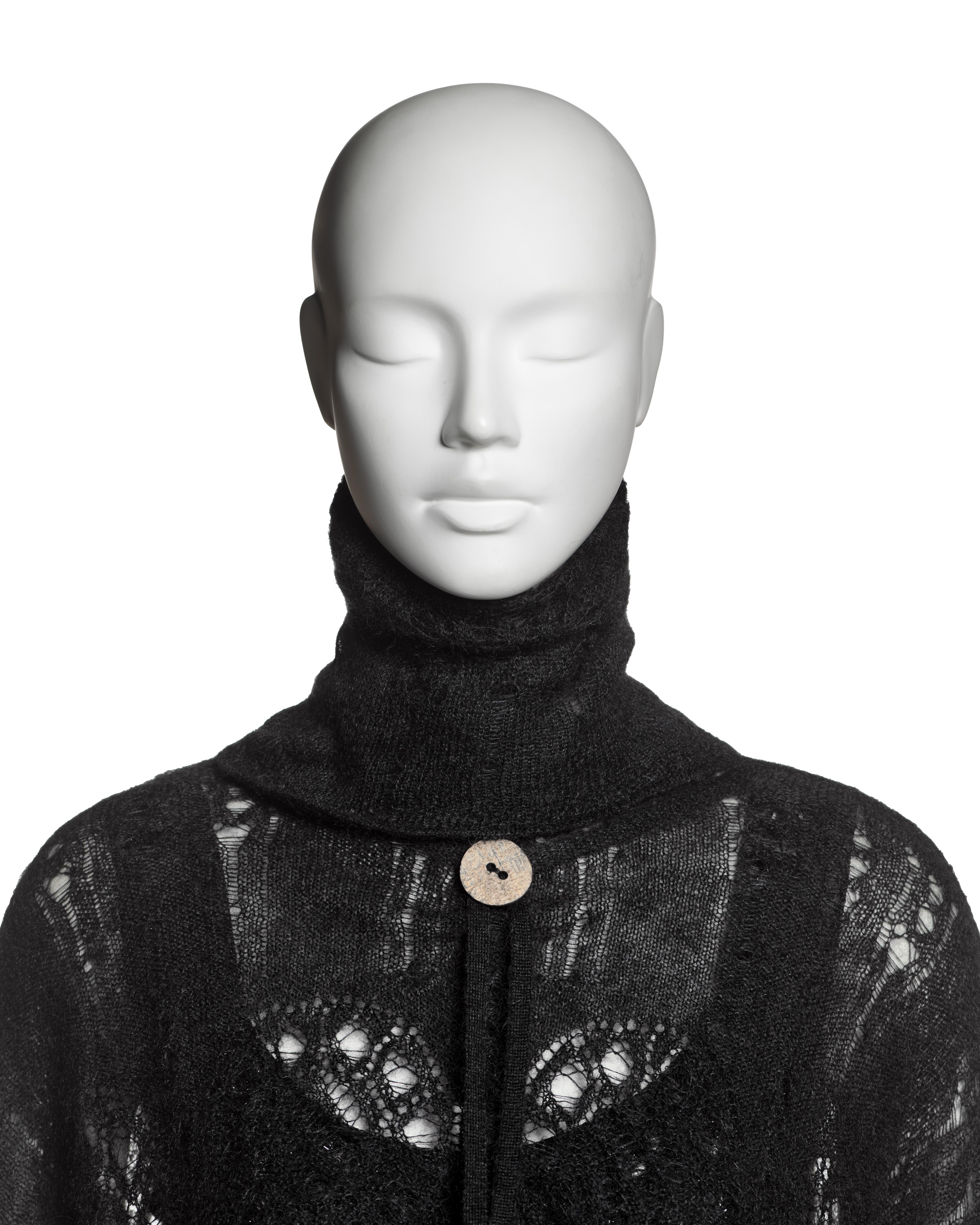 Women's John Galliano Black Metallic Knit Dress and Mohair Sweater Ensemble, FW 2000 For Sale