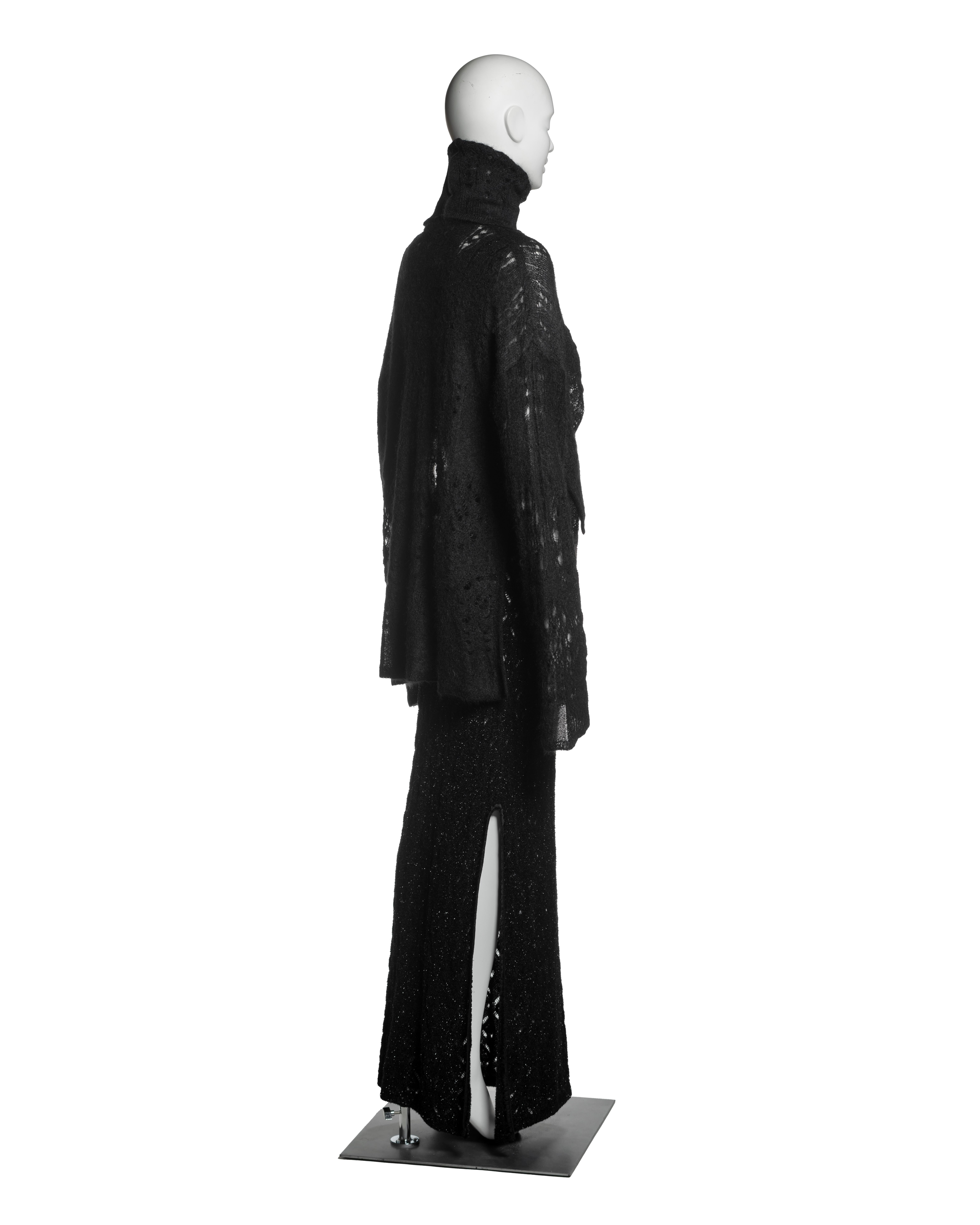 John Galliano Black Metallic Knit Dress and Mohair Sweater Ensemble, FW 2000 For Sale 4