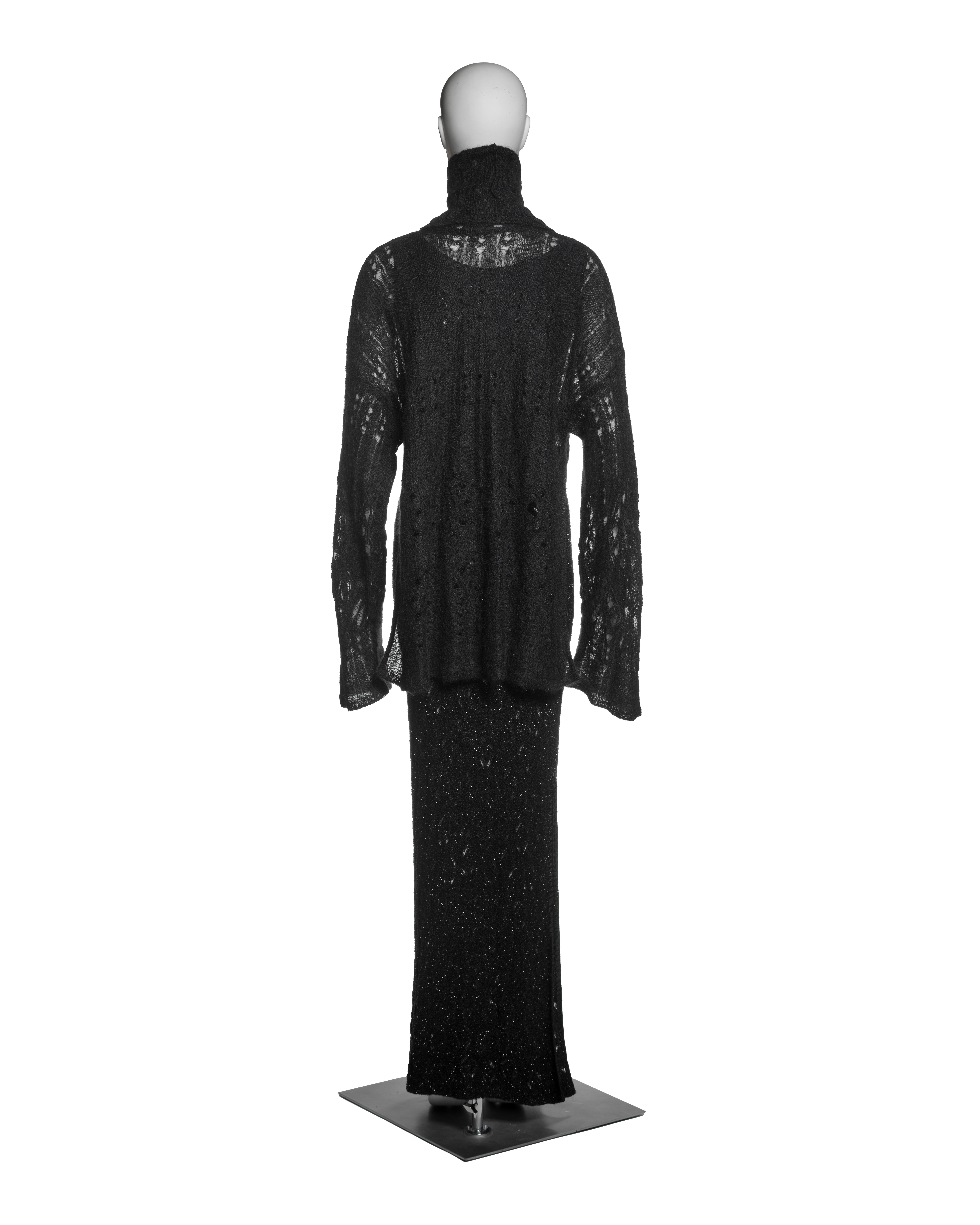 John Galliano Black Metallic Knit Dress and Mohair Sweater Ensemble, FW 2000 For Sale 5