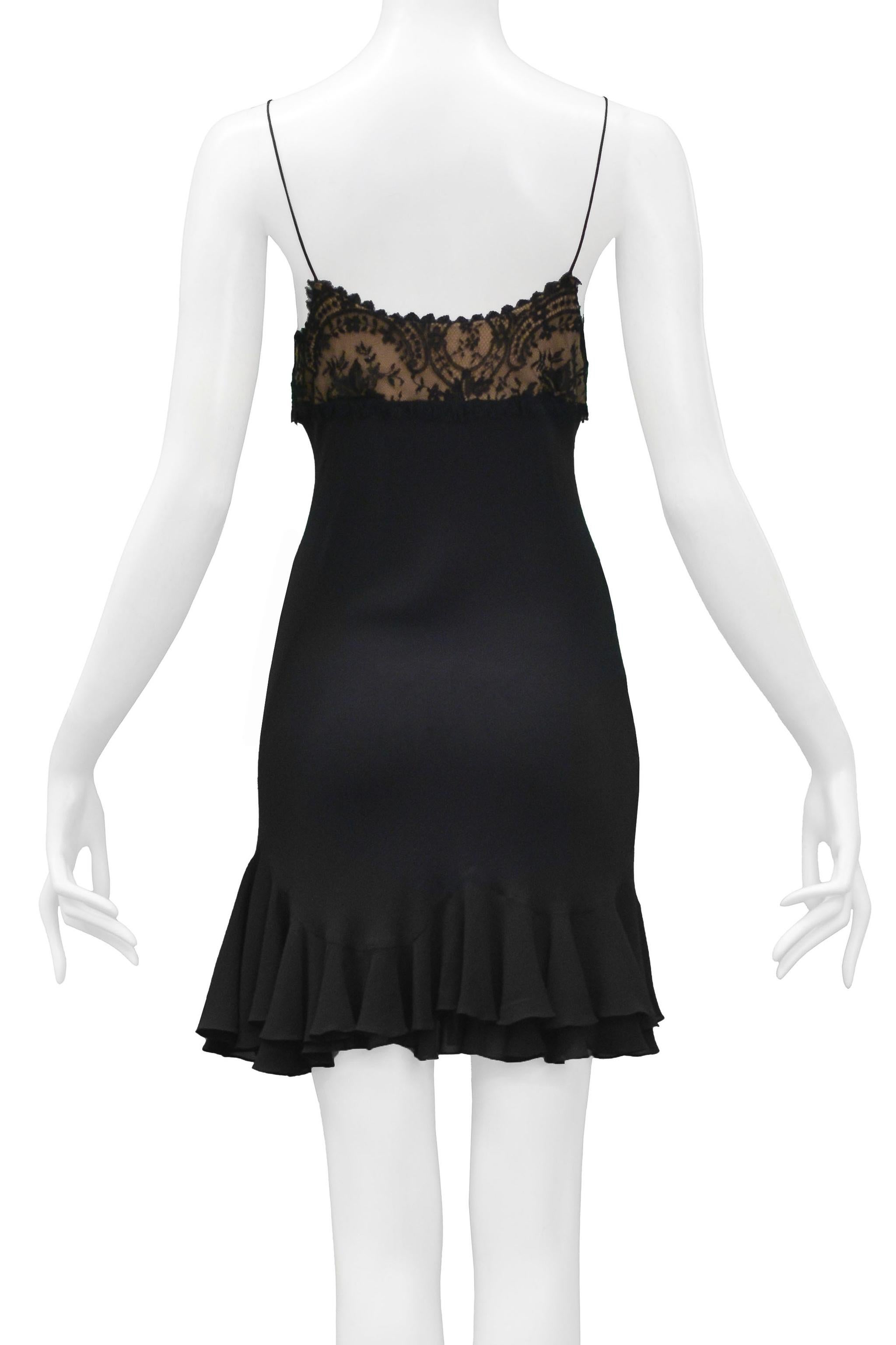 John Galliano Black Mini Slip Dress With Lace Bodice 1997 Kate Moss Runway  In Excellent Condition In Los Angeles, CA
