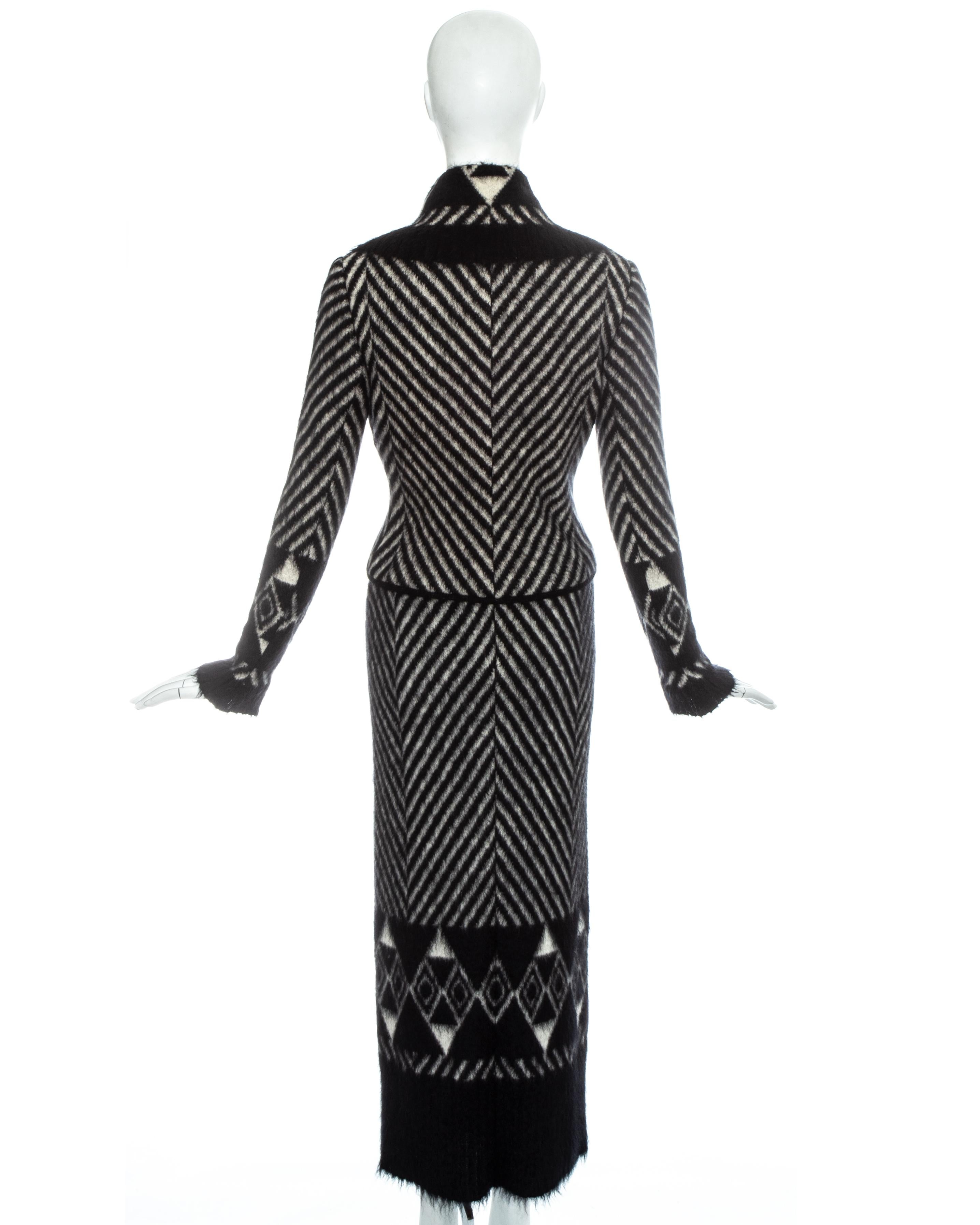 Women's John Galliano black mohair jacket and skirt suit, fw 1999 For Sale